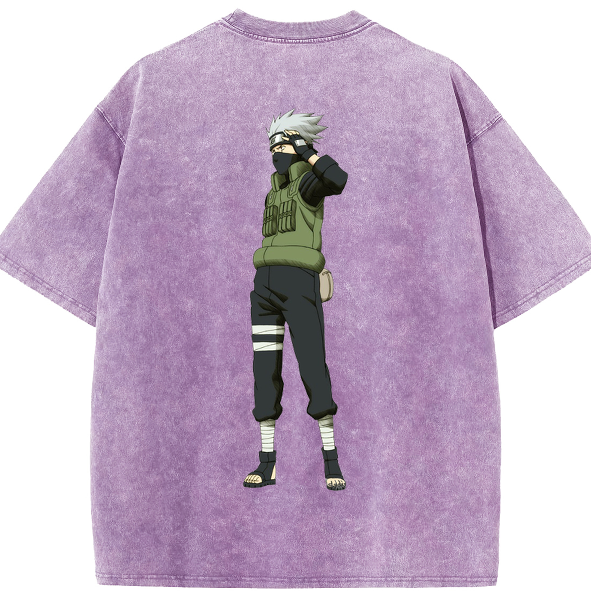 （画像用） NARUTO -ナルト- はたけ カカシ Hatake Kakashi 綿100% ヴィンテージ風 半袖Tシャツ（背面プリント）