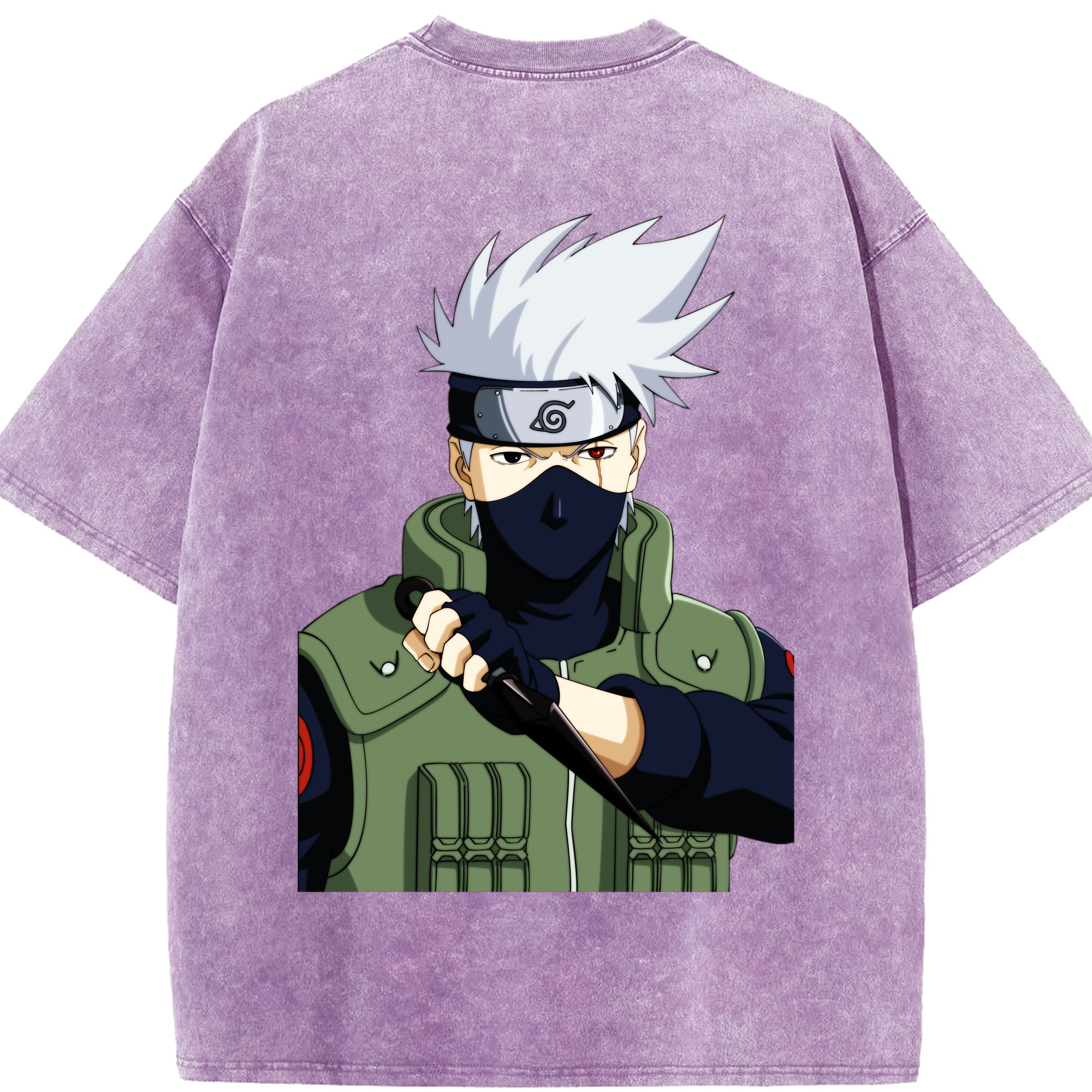 （画像用） NARUTO -ナルト- はたけ カカシ Hatake Kakashi 綿100% ヴィンテージ風 半袖Tシャツ（背面プリント）