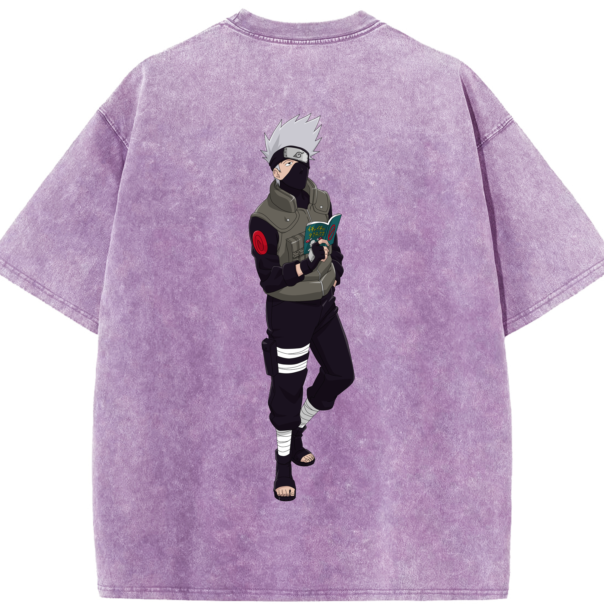 （画像用） NARUTO -ナルト- はたけ カカシ Hatake Kakashi 綿100% ヴィンテージ風 半袖Tシャツ（背面プリント）