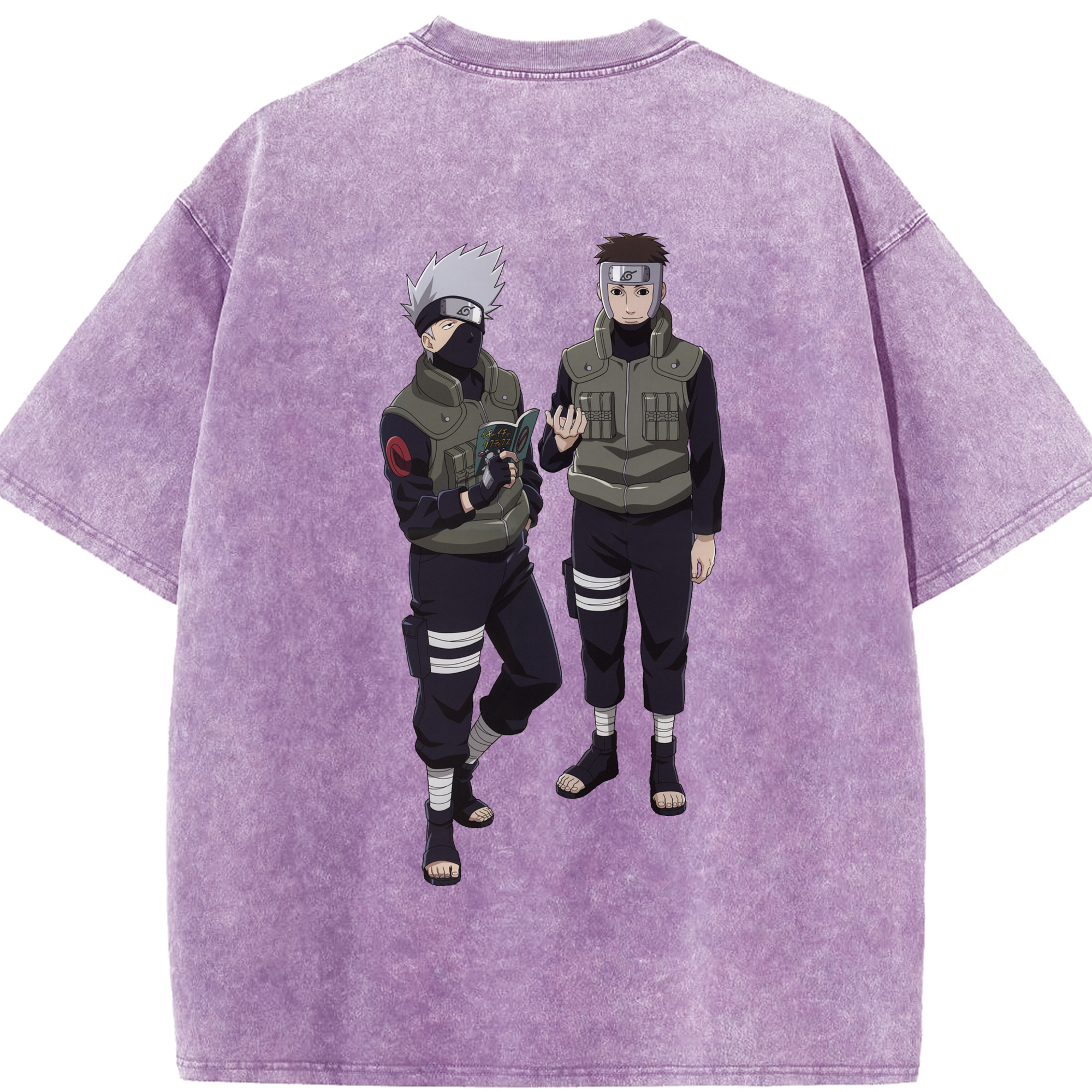 （画像用） NARUTO -ナルト- はたけ カカシ Hatake Kakashi 綿100% ヴィンテージ風 半袖Tシャツ（背面プリント）