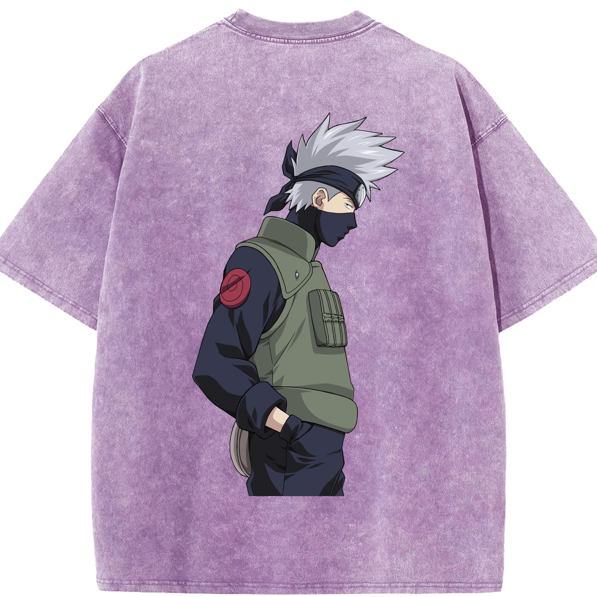 （画像用） NARUTO -ナルト- はたけ カカシ Hatake Kakashi 綿100% ヴィンテージ風 半袖Tシャツ（背面プリント）