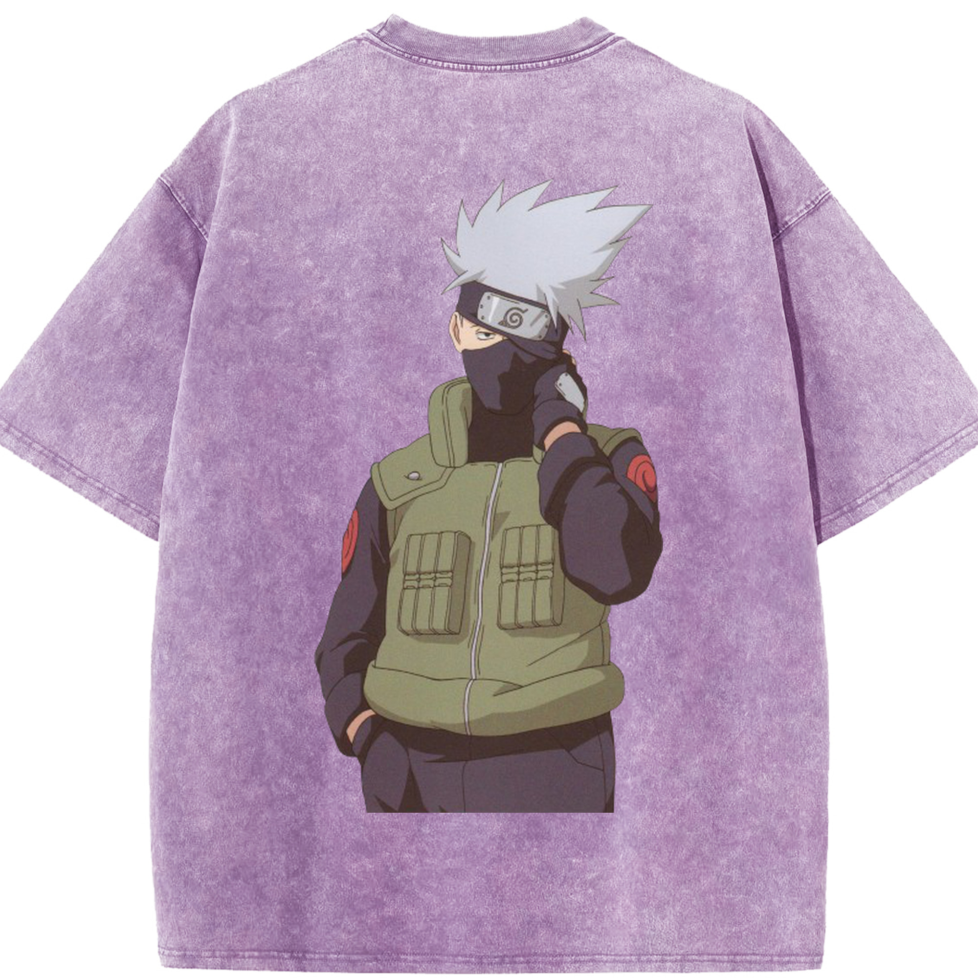 （画像用） NARUTO -ナルト- はたけ カカシ Hatake Kakashi 綿100% ヴィンテージ風 半袖Tシャツ（背面プリント）