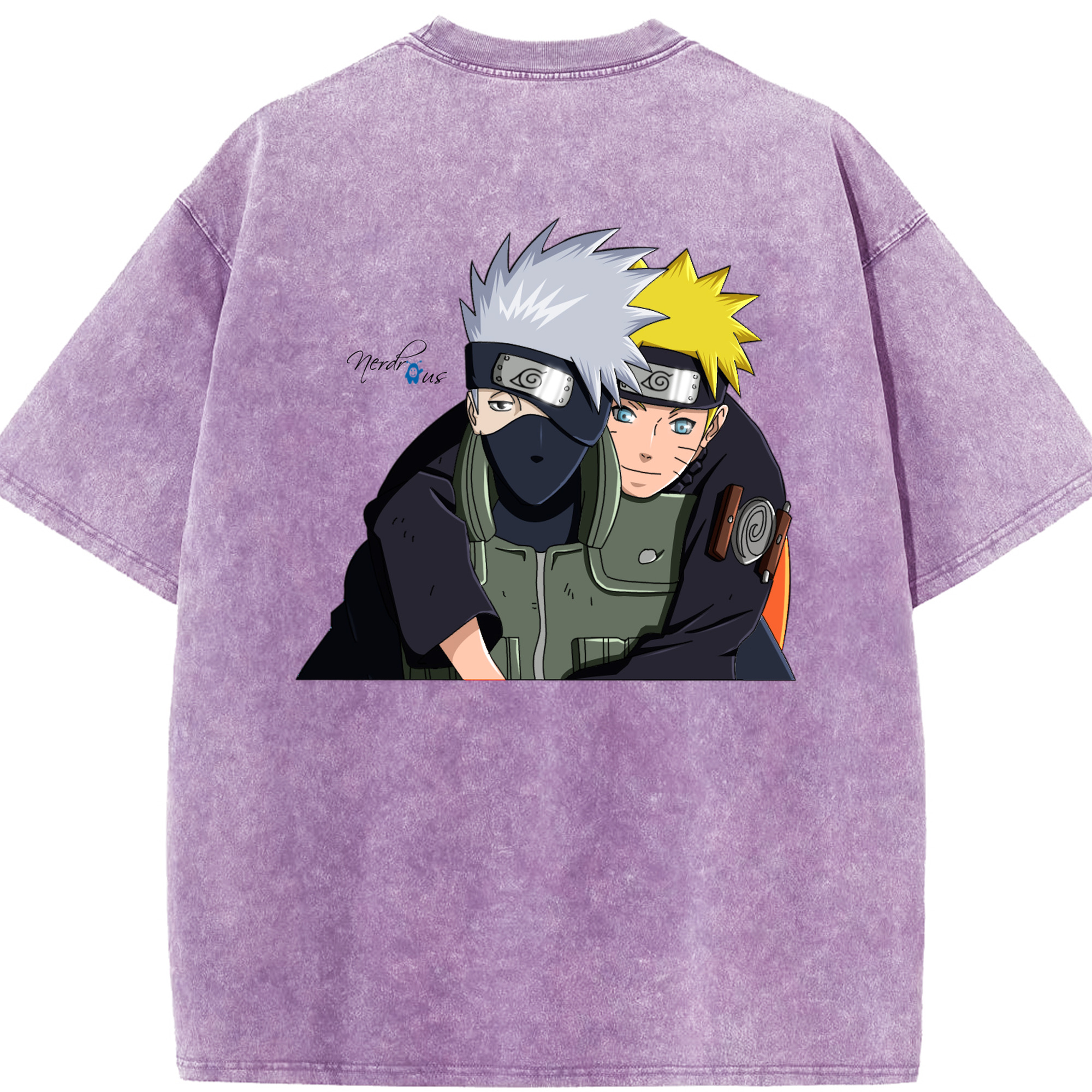 （画像用） NARUTO -ナルト- はたけ カカシ Hatake Kakashi 綿100% ヴィンテージ風 半袖Tシャツ（背面プリント）