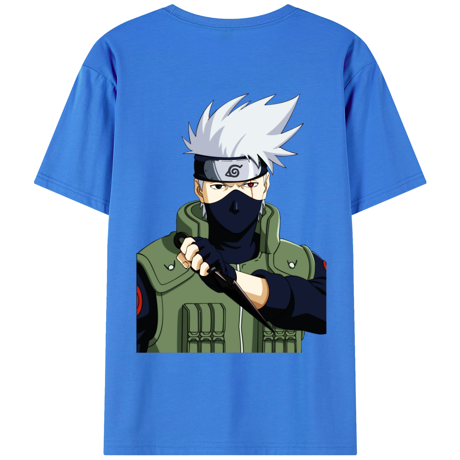 （画像用） NARUTO -ナルト- はたけ カカシ Hatake Kakashi 綿100％ メンズ半袖Tシャツ（バックプリント） 通気性