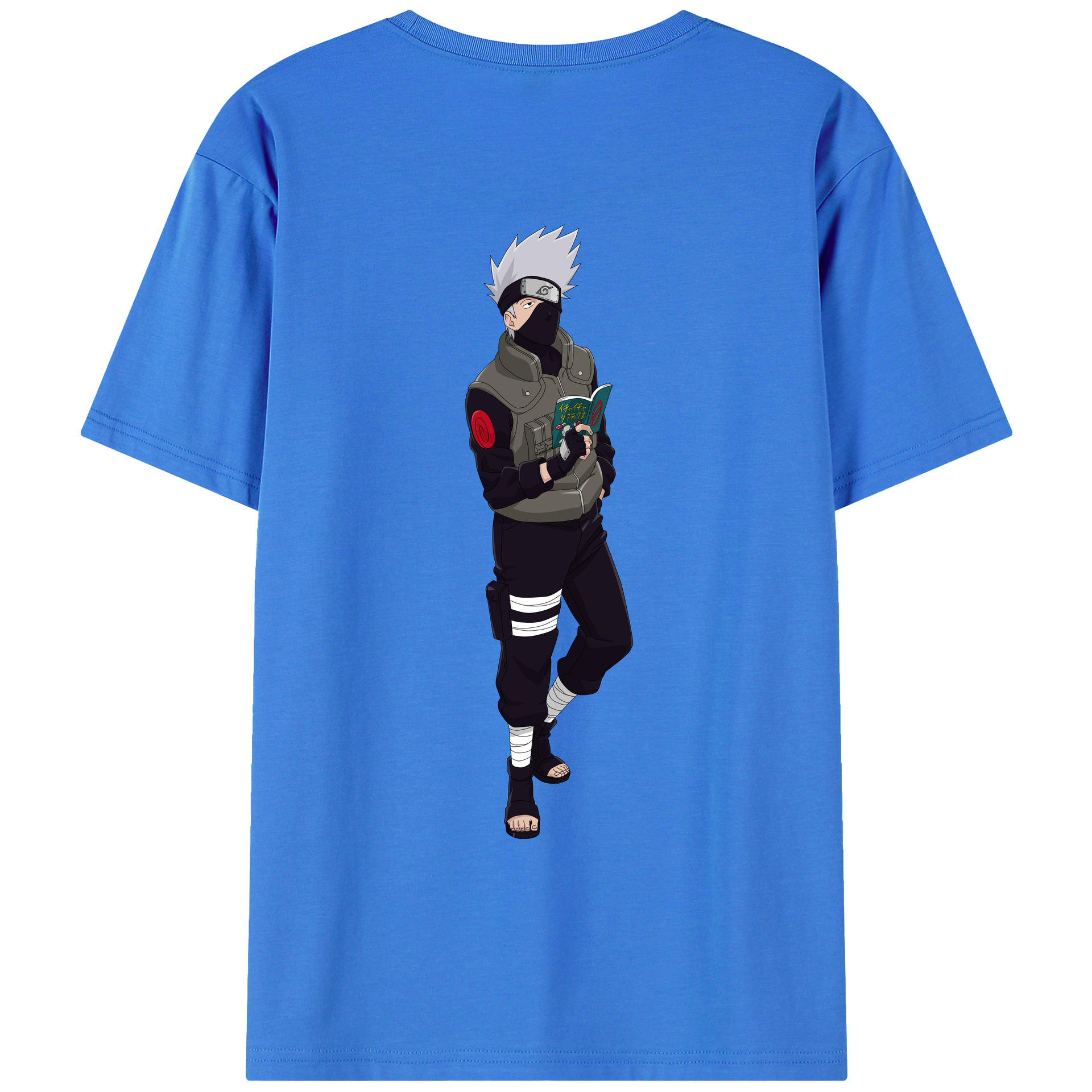 （画像用） NARUTO -ナルト- はたけ カカシ Hatake Kakashi 綿100％ メンズ半袖Tシャツ（バックプリント） 通気性