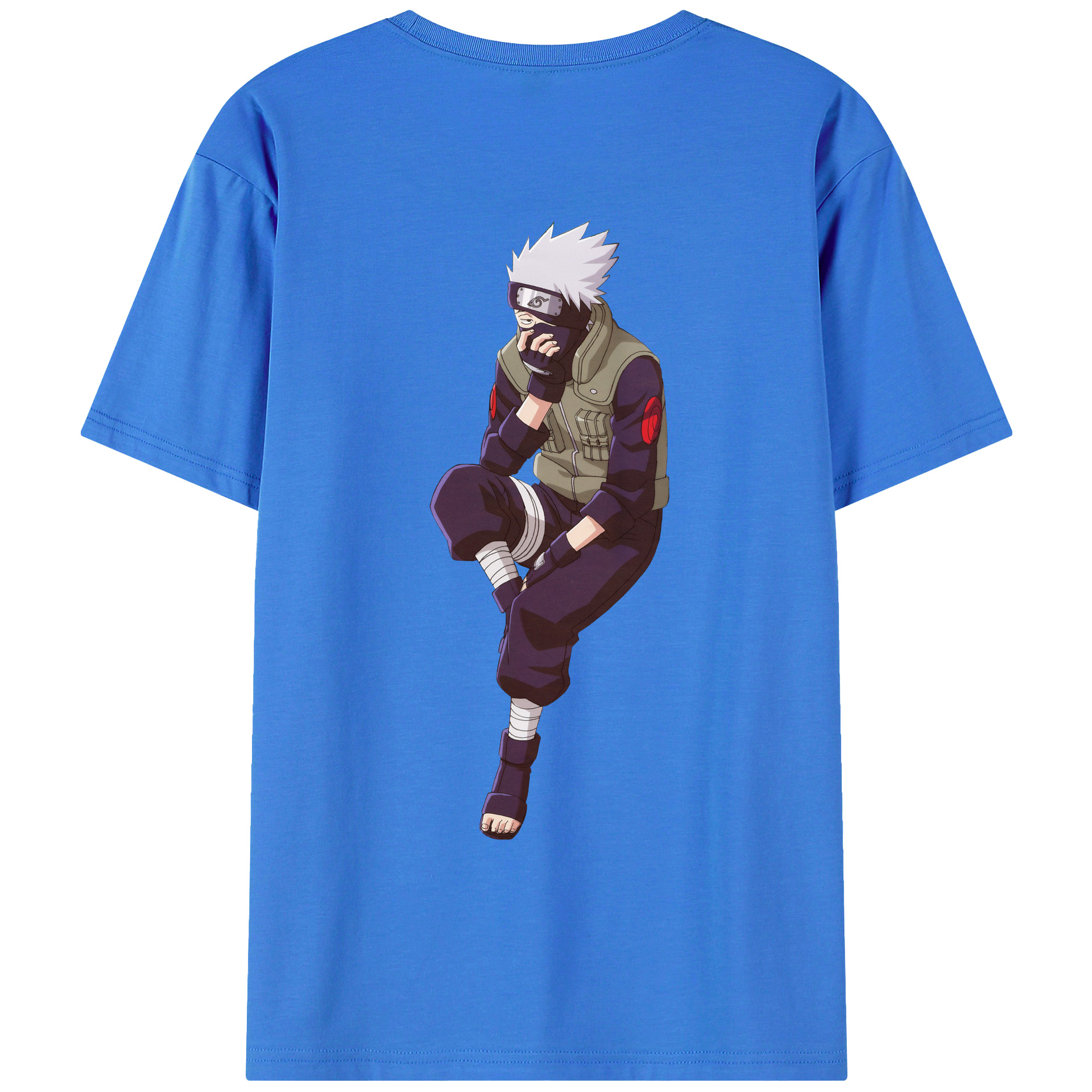 （画像用） NARUTO -ナルト- はたけ カカシ Hatake Kakashi 綿100％ メンズ半袖Tシャツ（バックプリント） 通気性