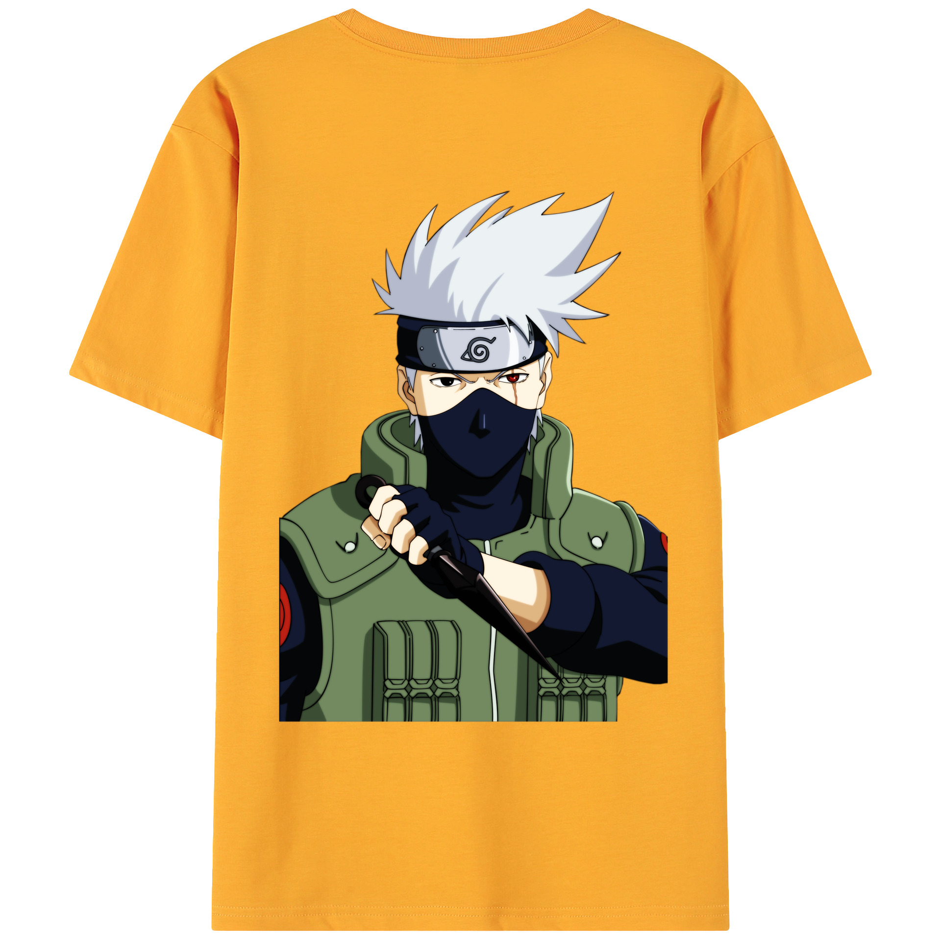 （画像用） NARUTO -ナルト- はたけ カカシ Hatake Kakashi 綿100％ メンズ半袖Tシャツ（バックプリント） 通気性