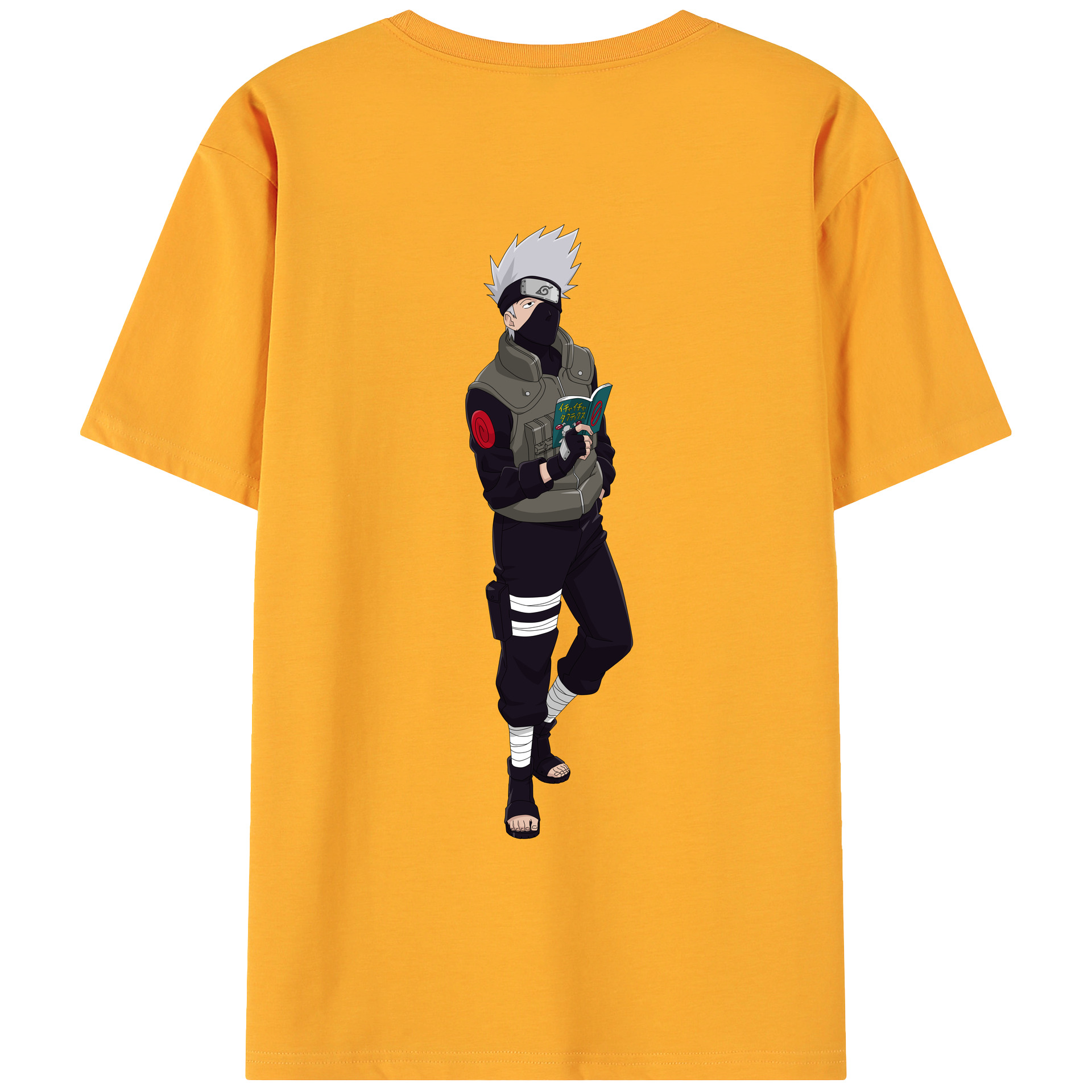 （画像用） NARUTO -ナルト- はたけ カカシ Hatake Kakashi 綿100％ メンズ半袖Tシャツ（バックプリント） 通気性