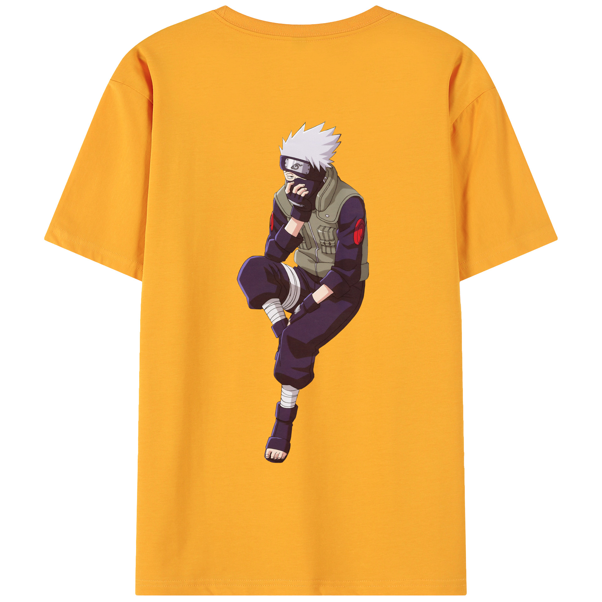 （画像用） NARUTO -ナルト- はたけ カカシ Hatake Kakashi 綿100％ メンズ半袖Tシャツ（バックプリント） 通気性