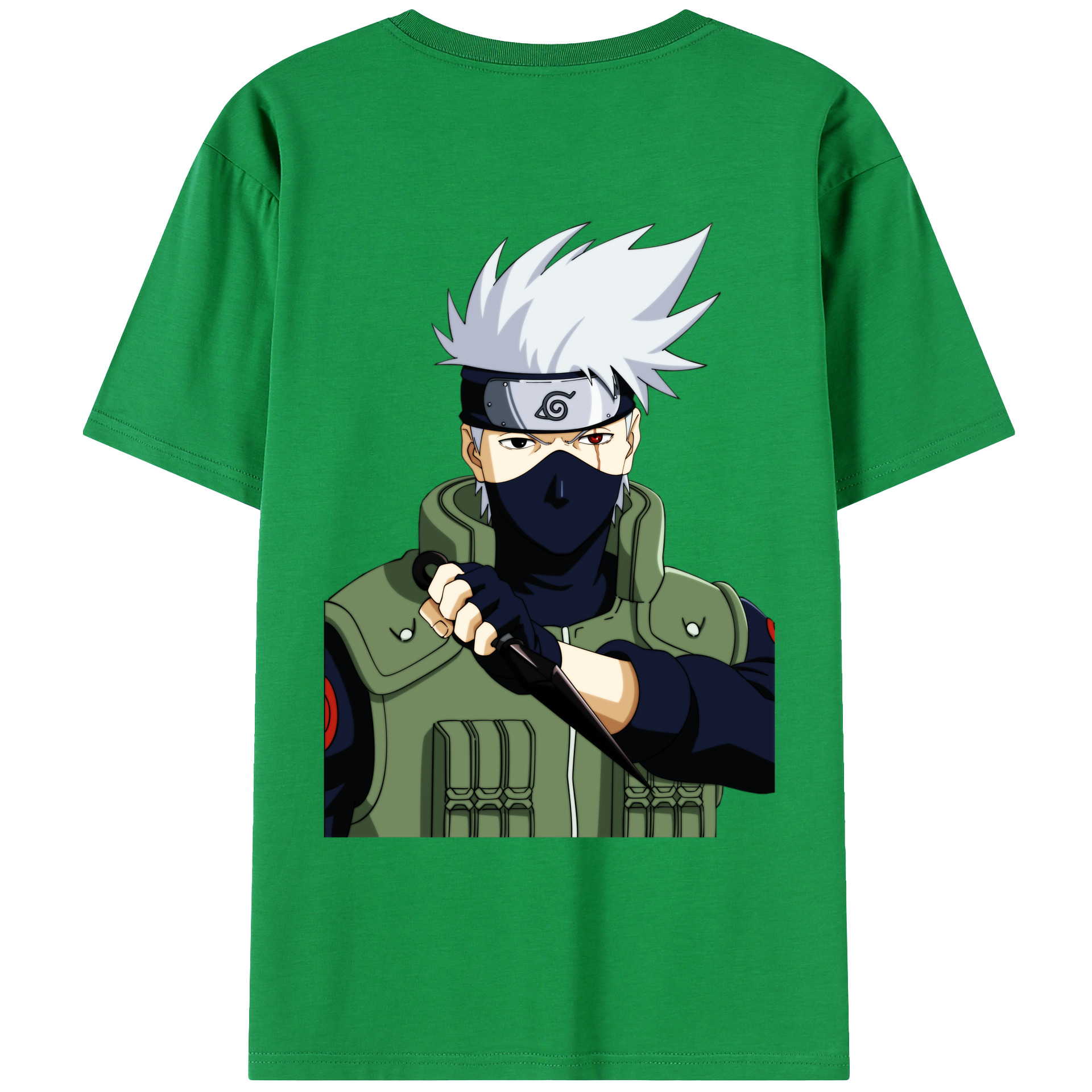 （画像用） NARUTO -ナルト- はたけ カカシ Hatake Kakashi 綿100％ メンズ半袖Tシャツ（バックプリント） 通気性