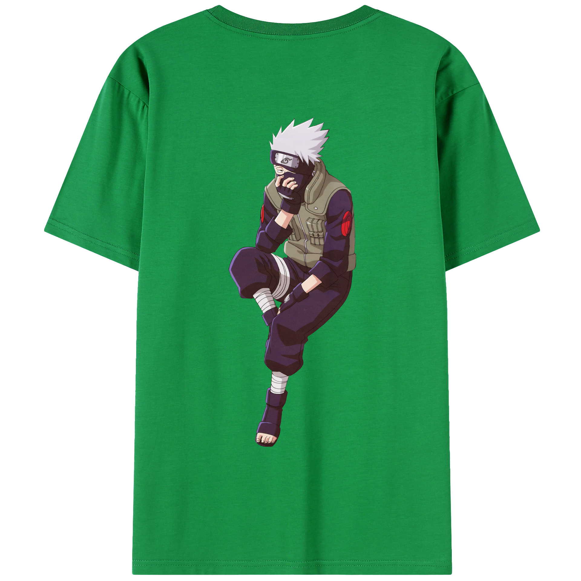 （画像用） NARUTO -ナルト- はたけ カカシ Hatake Kakashi 綿100％ メンズ半袖Tシャツ（バックプリント） 通気性