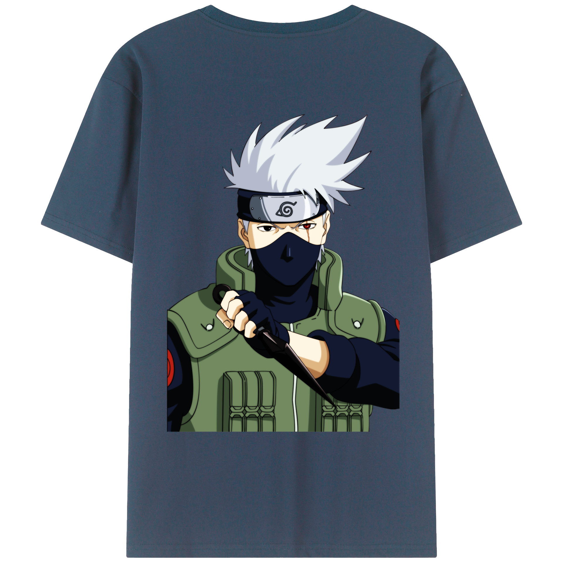 （画像用） NARUTO -ナルト- はたけ カカシ Hatake Kakashi 綿100％ メンズ半袖Tシャツ（バックプリント） 通気性