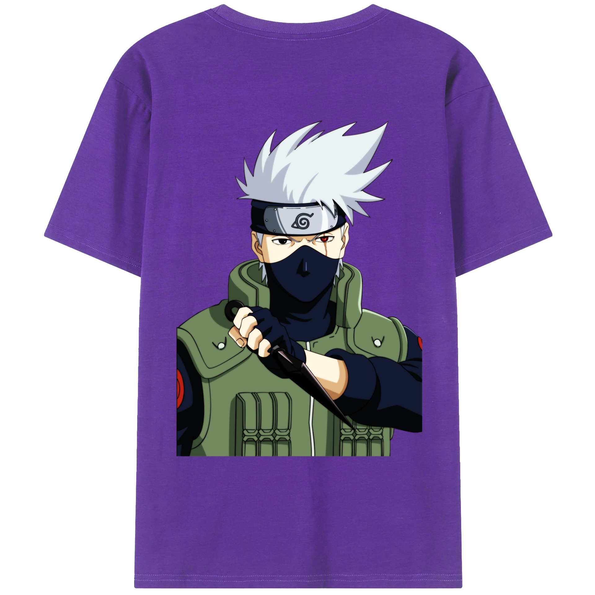 （画像用） NARUTO -ナルト- はたけ カカシ Hatake Kakashi 綿100％ メンズ半袖Tシャツ（バックプリント） 通気性