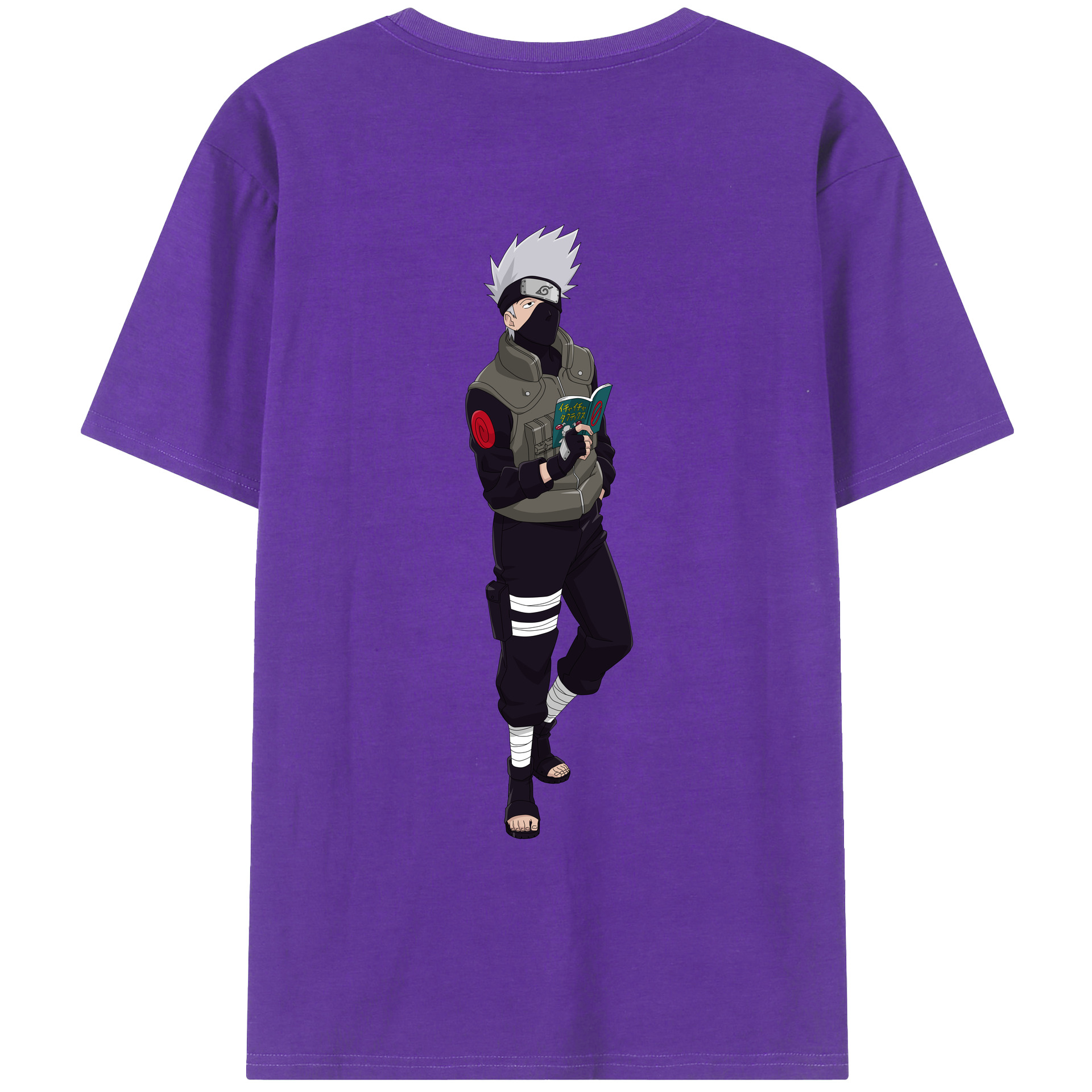（画像用） NARUTO -ナルト- はたけ カカシ Hatake Kakashi 綿100％ メンズ半袖Tシャツ（バックプリント） 通気性