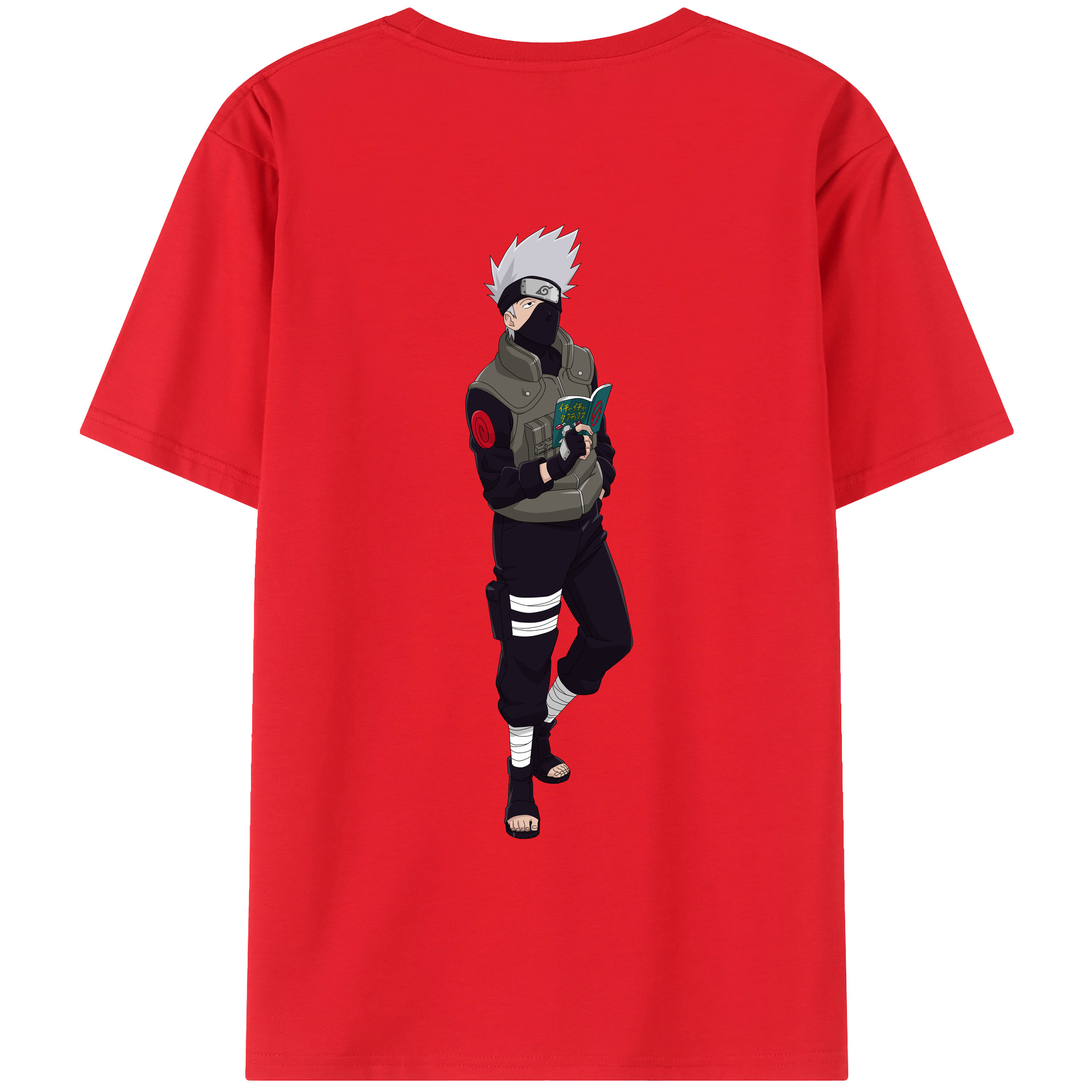 （画像用） NARUTO -ナルト- はたけ カカシ Hatake Kakashi 綿100％ メンズ半袖Tシャツ（バックプリント） 通気性