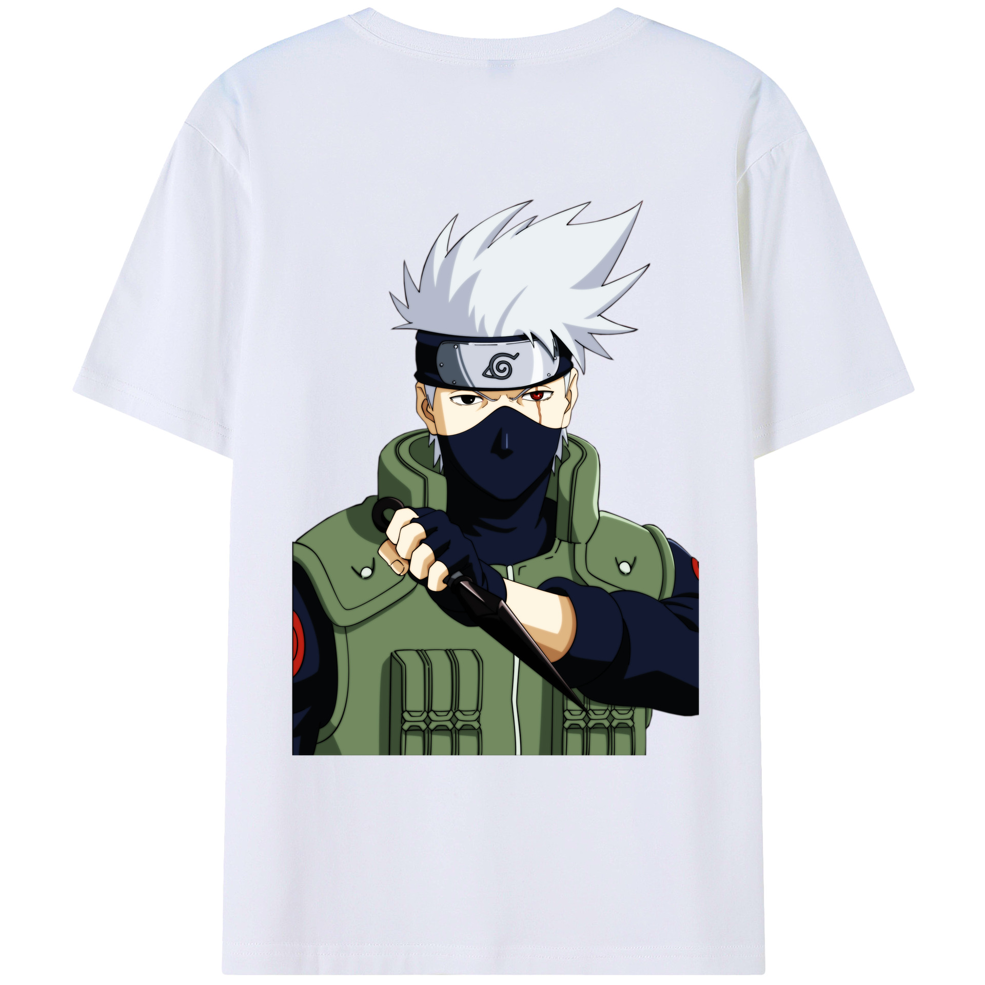 （画像用） NARUTO -ナルト- はたけ カカシ Hatake Kakashi 綿100％ メンズ半袖Tシャツ（バックプリント） 通気性