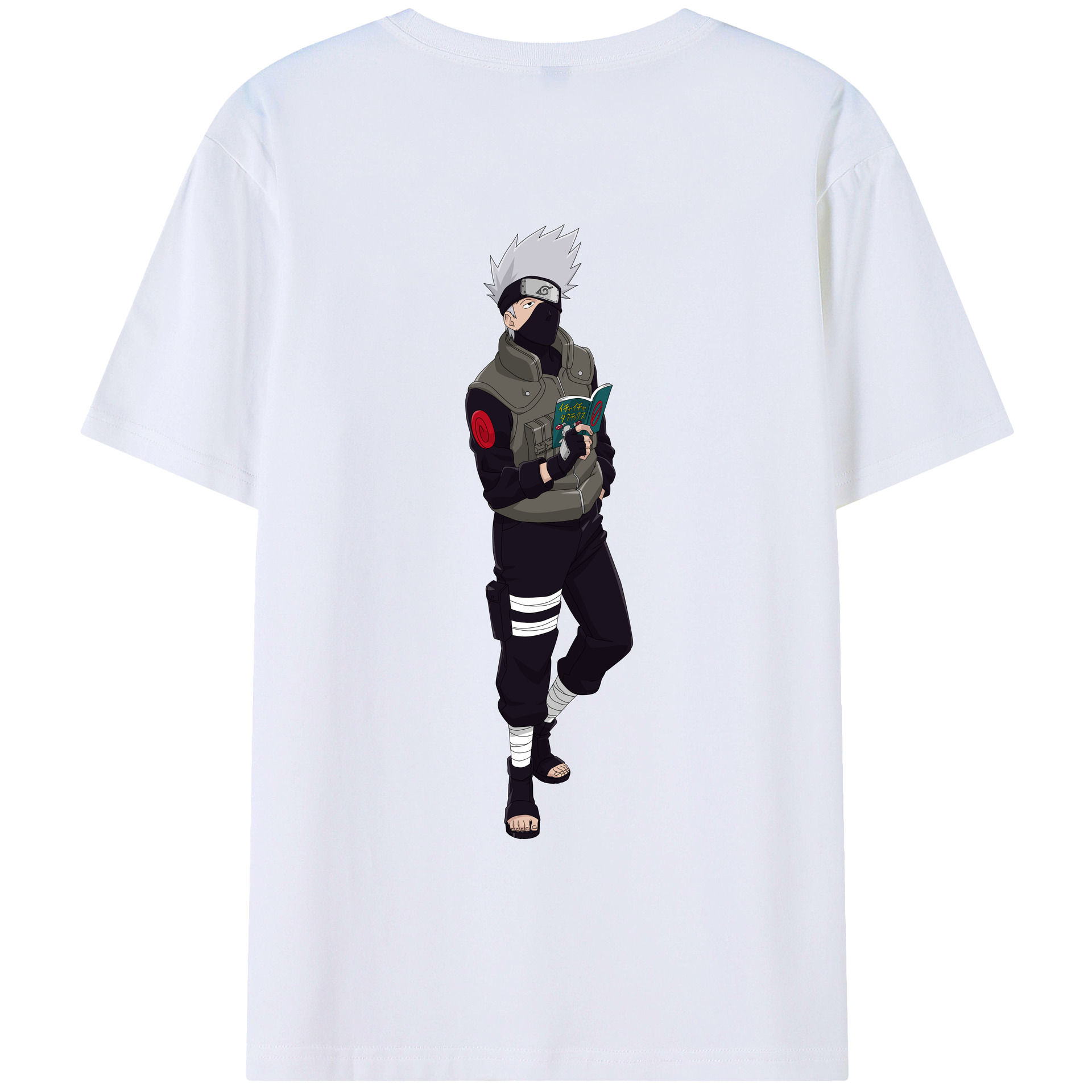 （画像用） NARUTO -ナルト- はたけ カカシ Hatake Kakashi 綿100％ メンズ半袖Tシャツ（バックプリント） 通気性