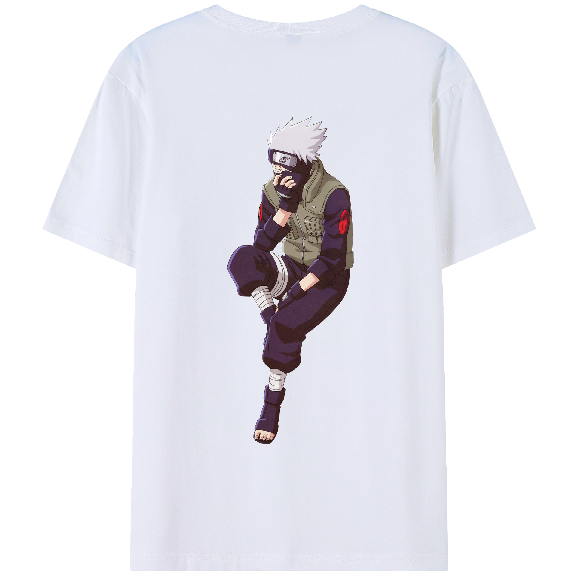 （画像用） NARUTO -ナルト- はたけ カカシ Hatake Kakashi 綿100％ メンズ半袖Tシャツ（バックプリント） 通気性