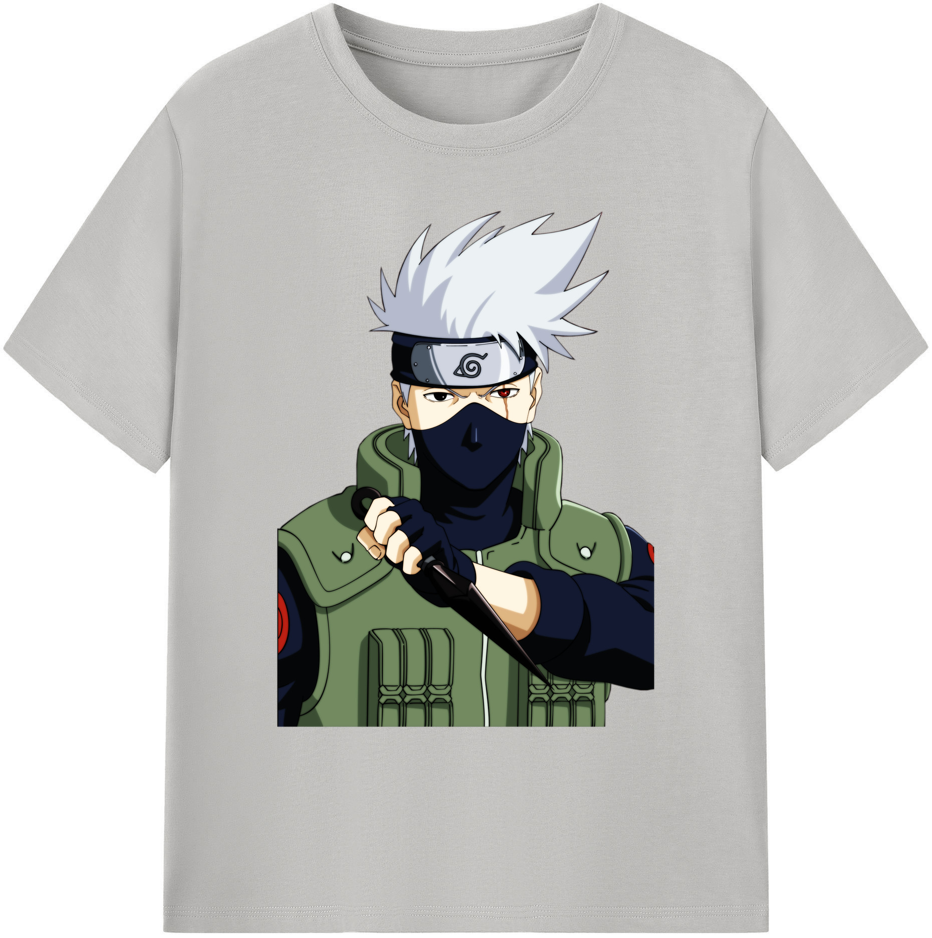 （画像用） NARUTO -ナルト- はたけ カカシ Hatake Kakashi 綿100％ メンズ半袖Tシャツ｜肌触りやわらか＆通気性
