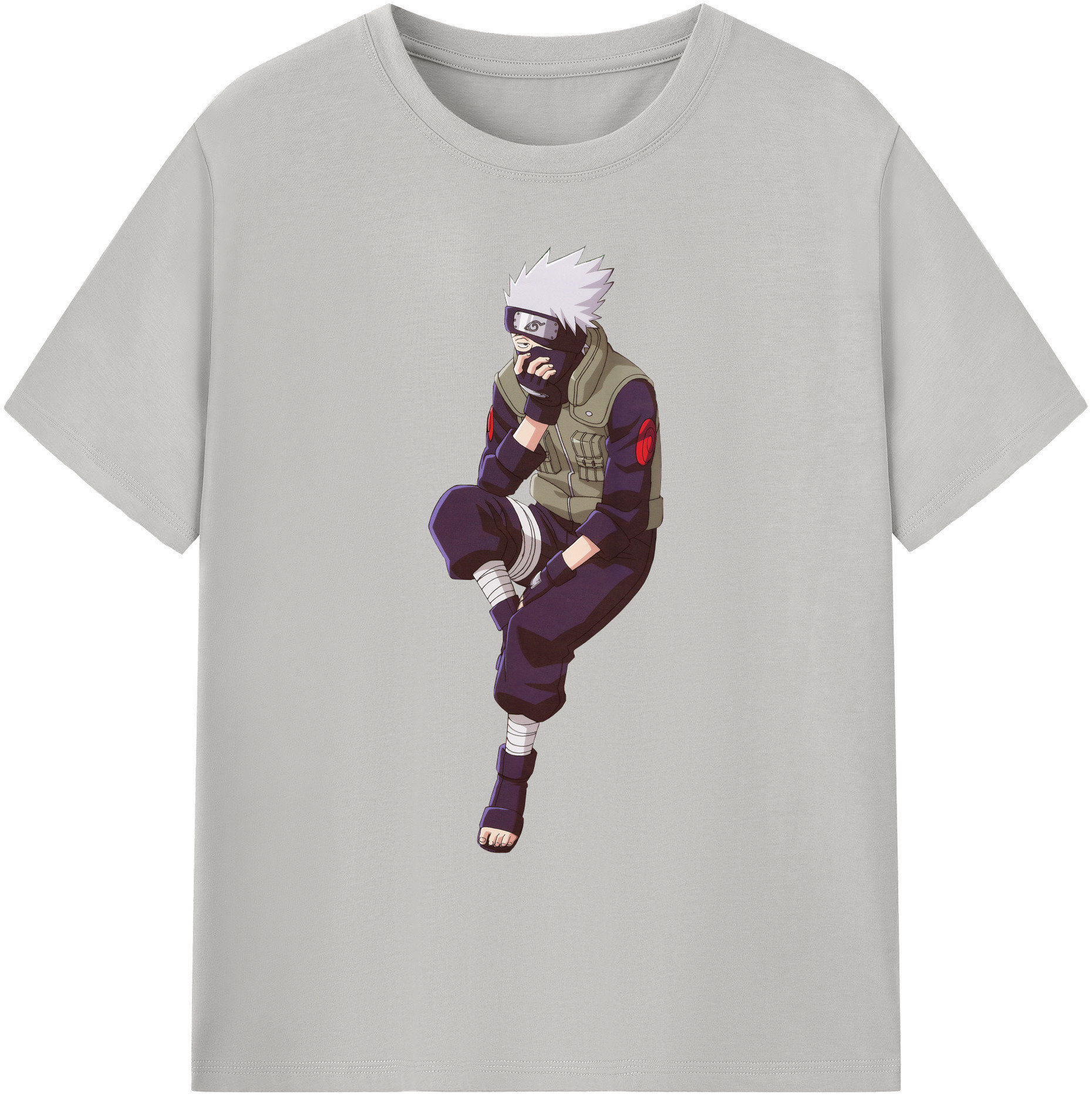 （画像用） NARUTO -ナルト- はたけ カカシ Hatake Kakashi 綿100％ メンズ半袖Tシャツ｜肌触りやわらか＆通気性