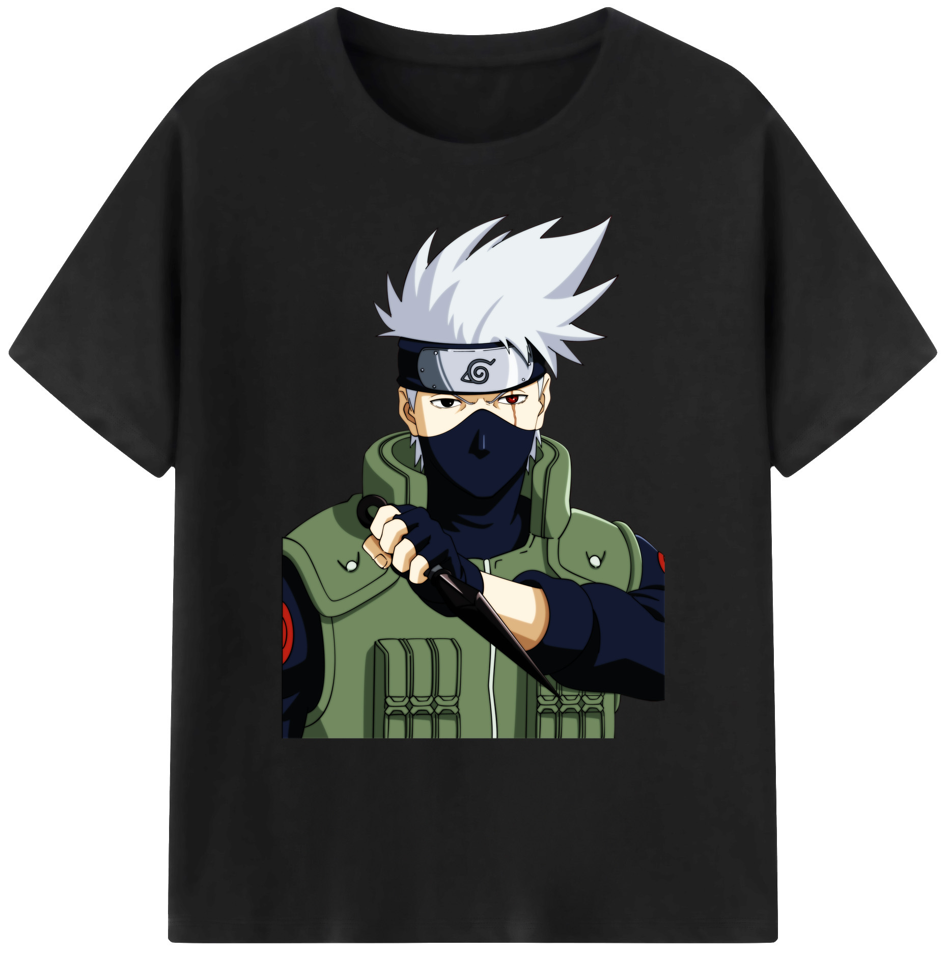 （画像用） NARUTO -ナルト- はたけ カカシ Hatake Kakashi 綿100％ メンズ半袖Tシャツ｜肌触りやわらか＆通気性