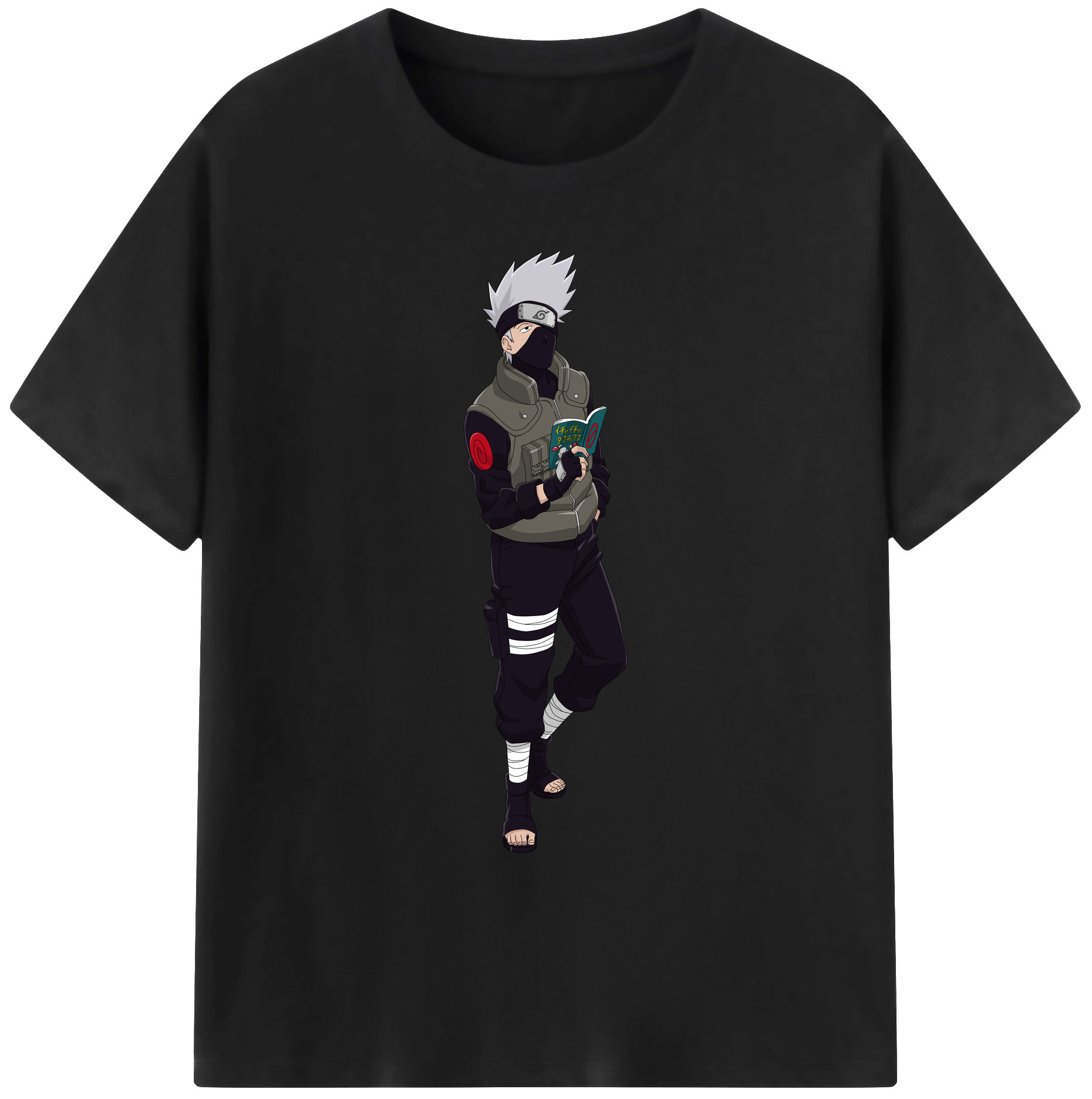 （画像用） NARUTO -ナルト- はたけ カカシ Hatake Kakashi 綿100％ メンズ半袖Tシャツ｜肌触りやわらか＆通気性