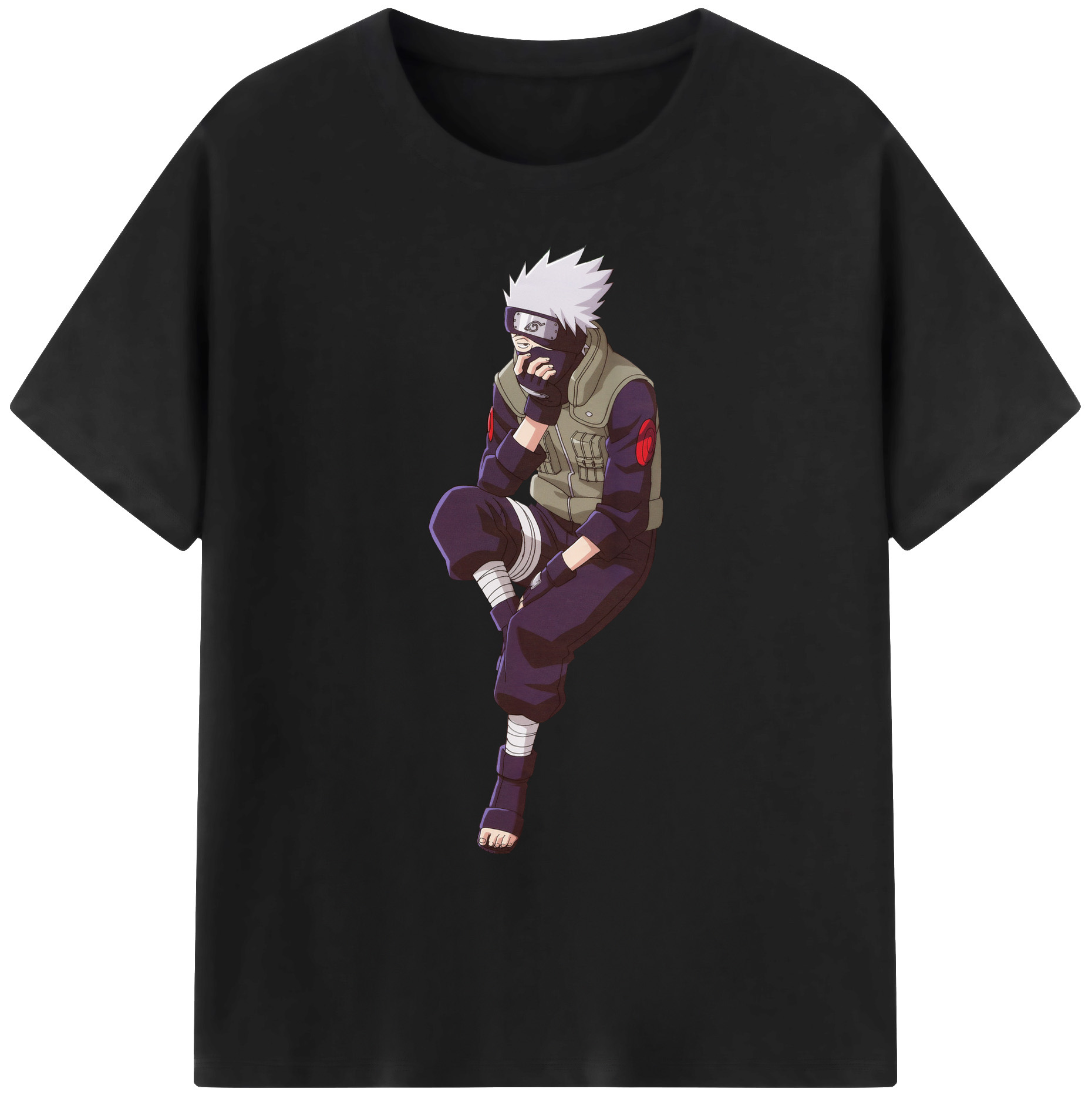 （画像用） NARUTO -ナルト- はたけ カカシ Hatake Kakashi 綿100％ メンズ半袖Tシャツ｜肌触りやわらか＆通気性