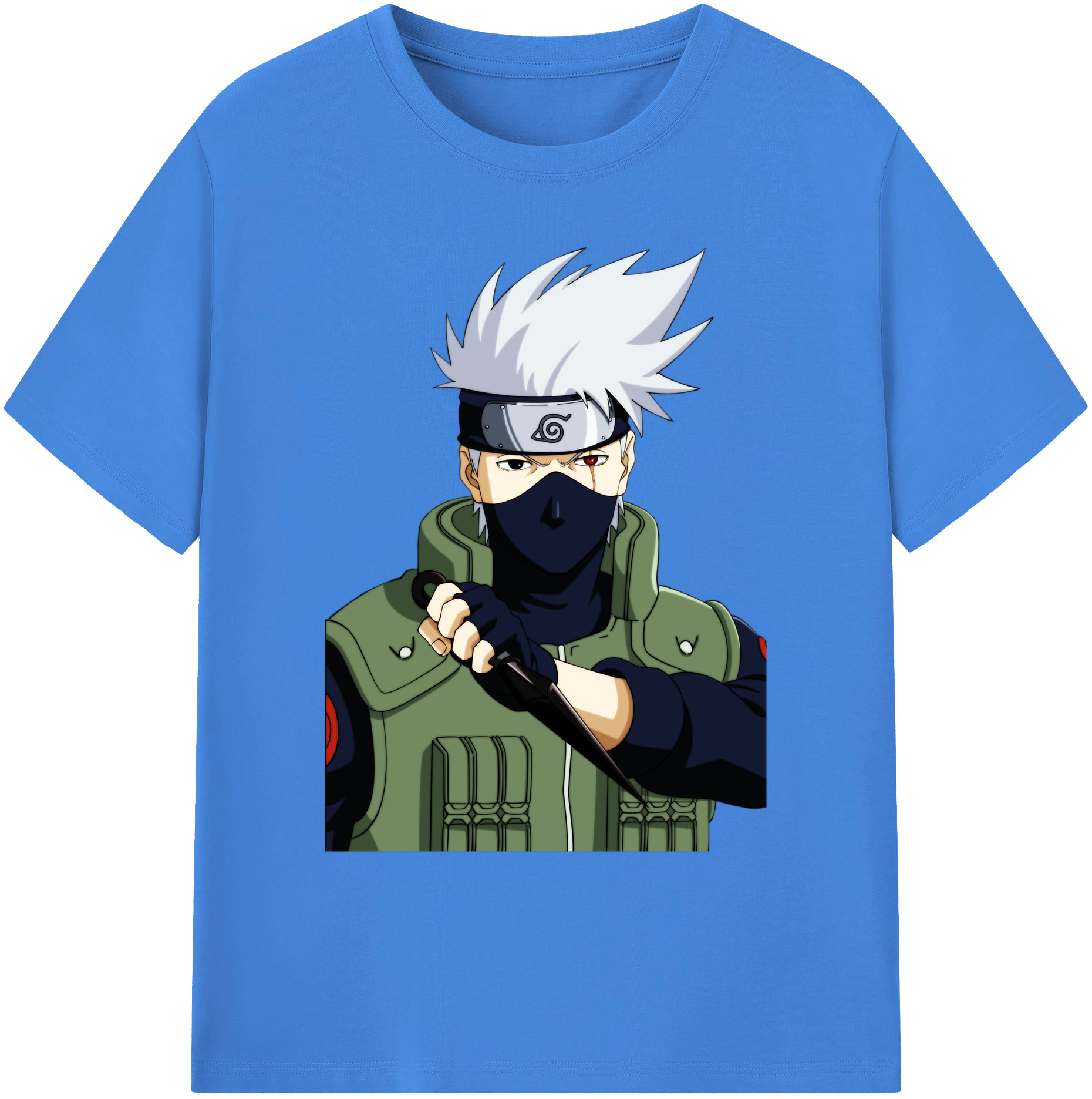 （画像用） NARUTO -ナルト- はたけ カカシ Hatake Kakashi 綿100％ メンズ半袖Tシャツ｜肌触りやわらか＆通気性
