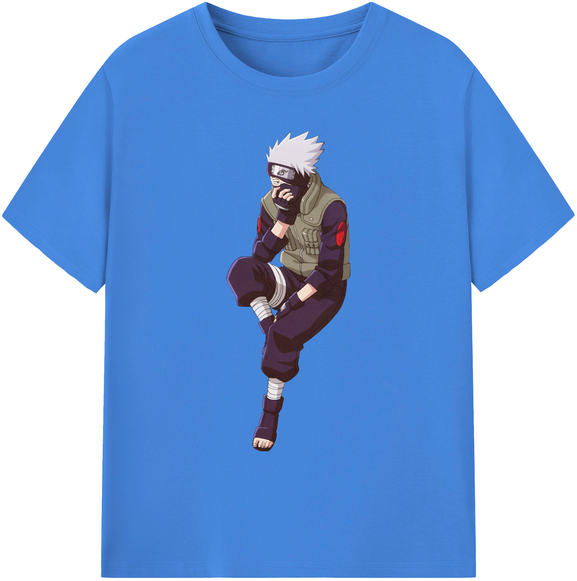 （画像用） NARUTO -ナルト- はたけ カカシ Hatake Kakashi 綿100％ メンズ半袖Tシャツ｜肌触りやわらか＆通気性