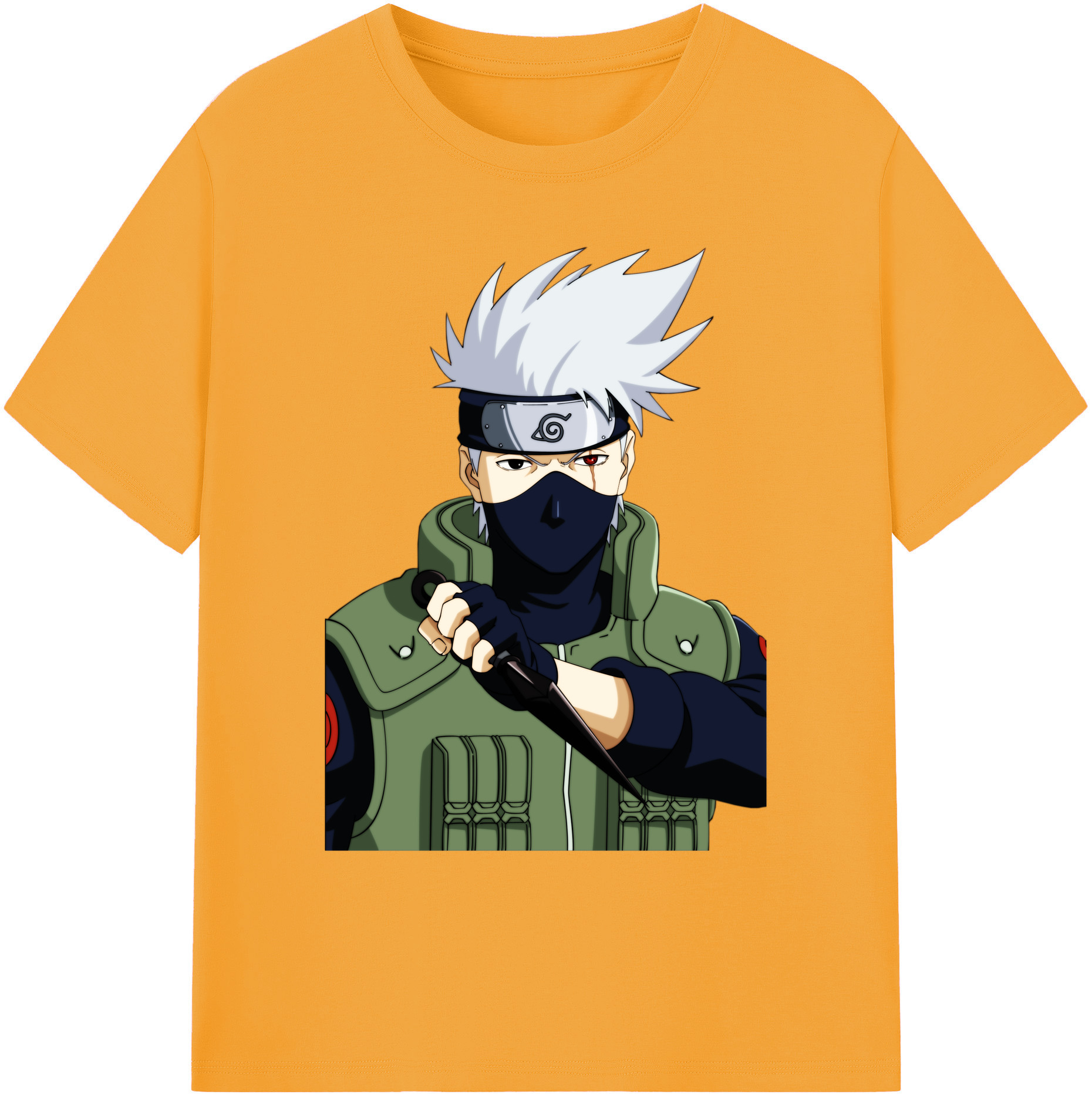 （画像用） NARUTO -ナルト- はたけ カカシ Hatake Kakashi 綿100％ メンズ半袖Tシャツ｜肌触りやわらか＆通気性