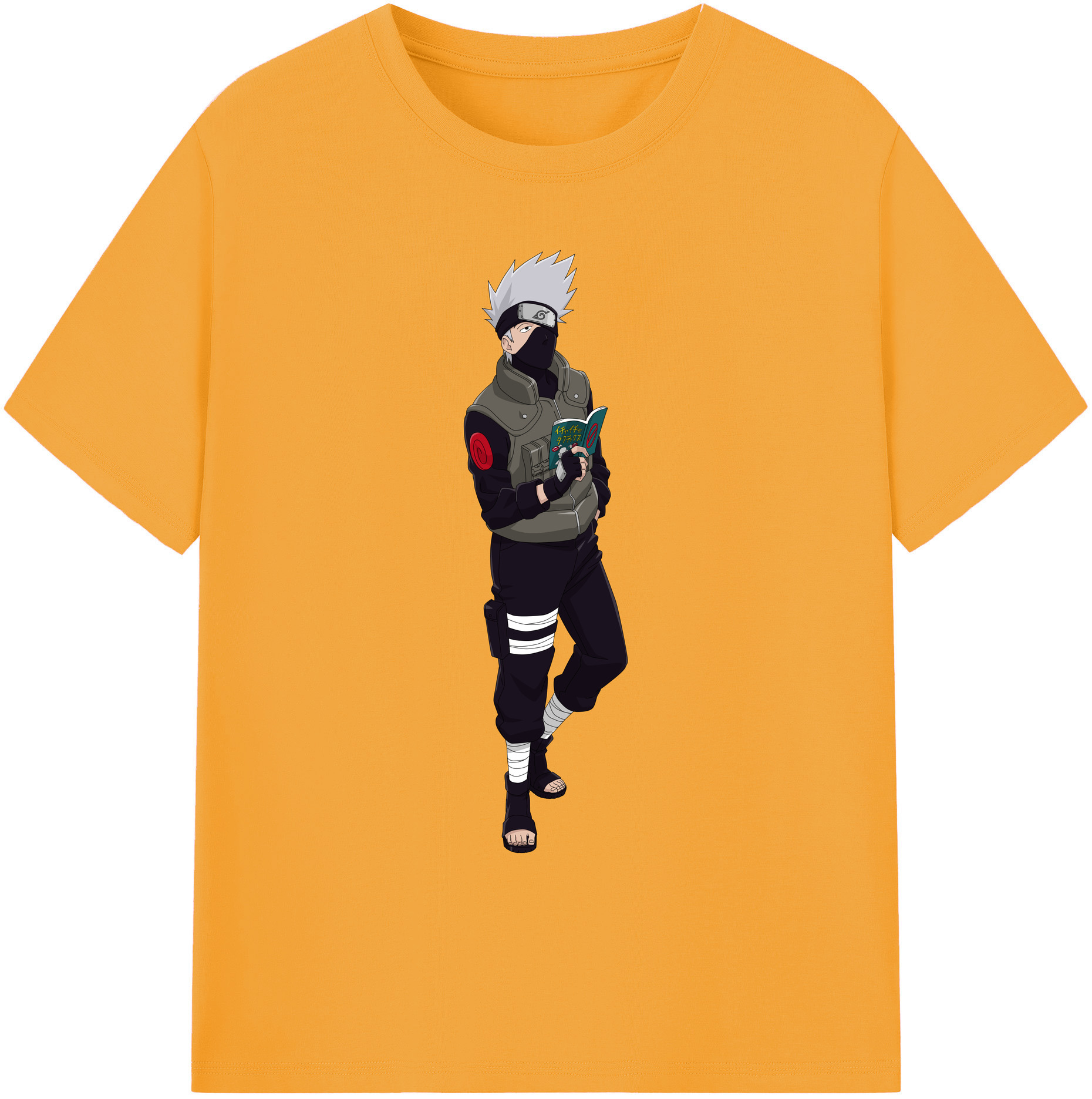 （画像用） NARUTO -ナルト- はたけ カカシ Hatake Kakashi 綿100％ メンズ半袖Tシャツ｜肌触りやわらか＆通気性