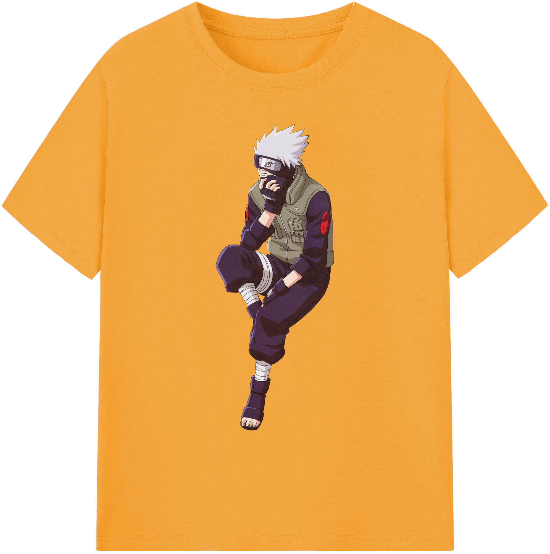 （画像用） NARUTO -ナルト- はたけ カカシ Hatake Kakashi 綿100％ メンズ半袖Tシャツ｜肌触りやわらか＆通気性