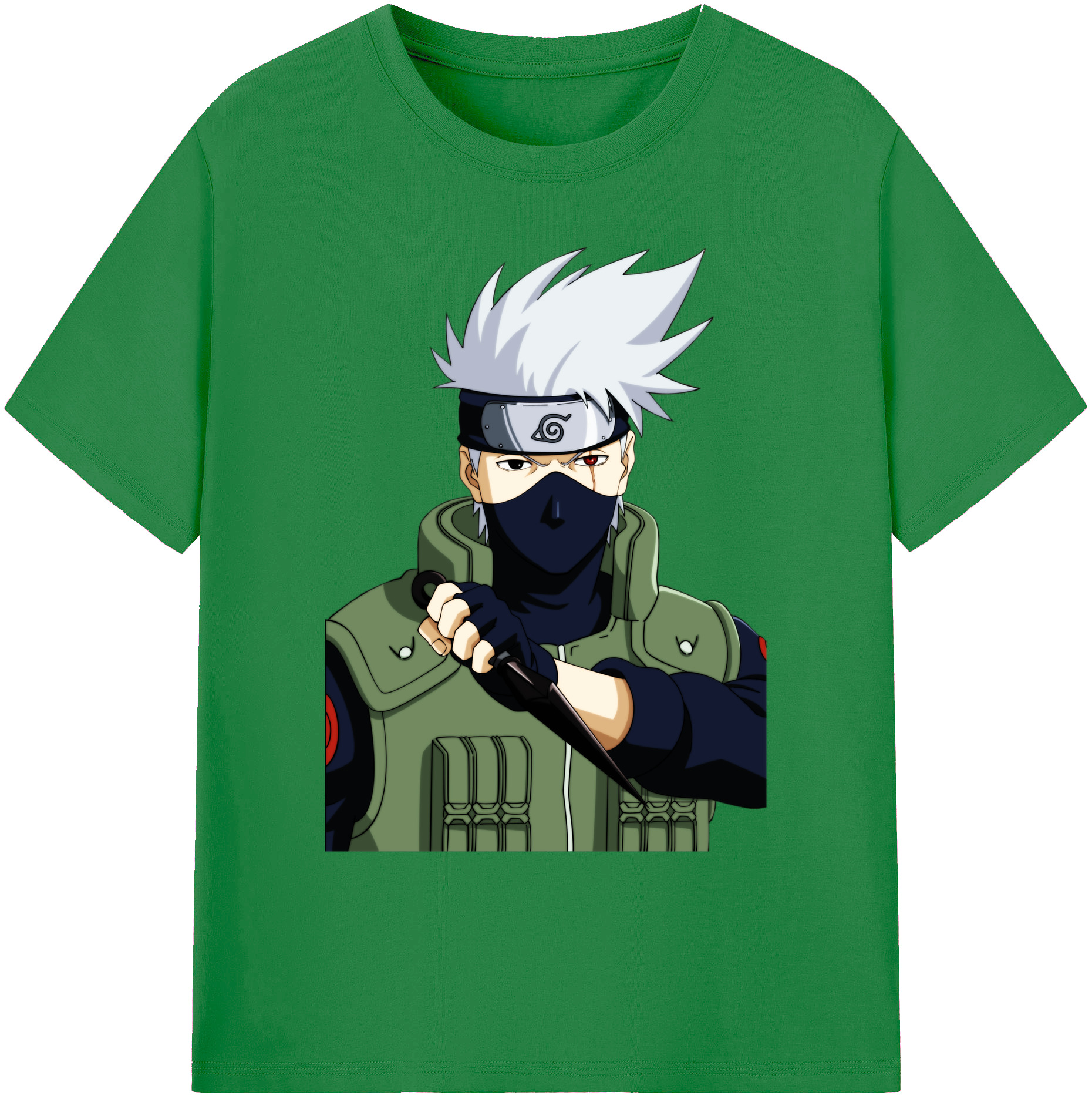 （画像用） NARUTO -ナルト- はたけ カカシ Hatake Kakashi 綿100％ メンズ半袖Tシャツ｜肌触りやわらか＆通気性