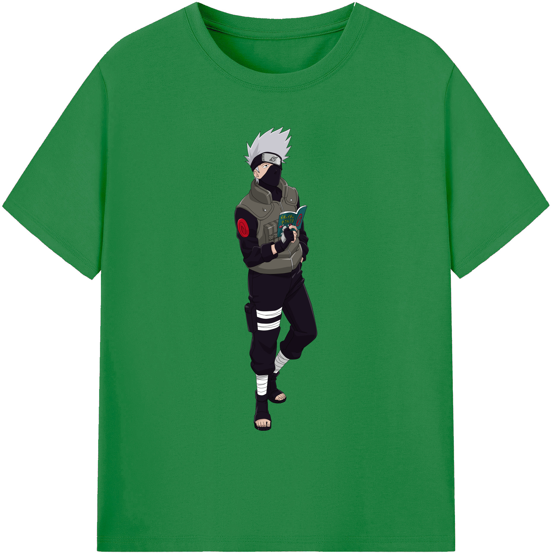 （画像用） NARUTO -ナルト- はたけ カカシ Hatake Kakashi 綿100％ メンズ半袖Tシャツ｜肌触りやわらか＆通気性