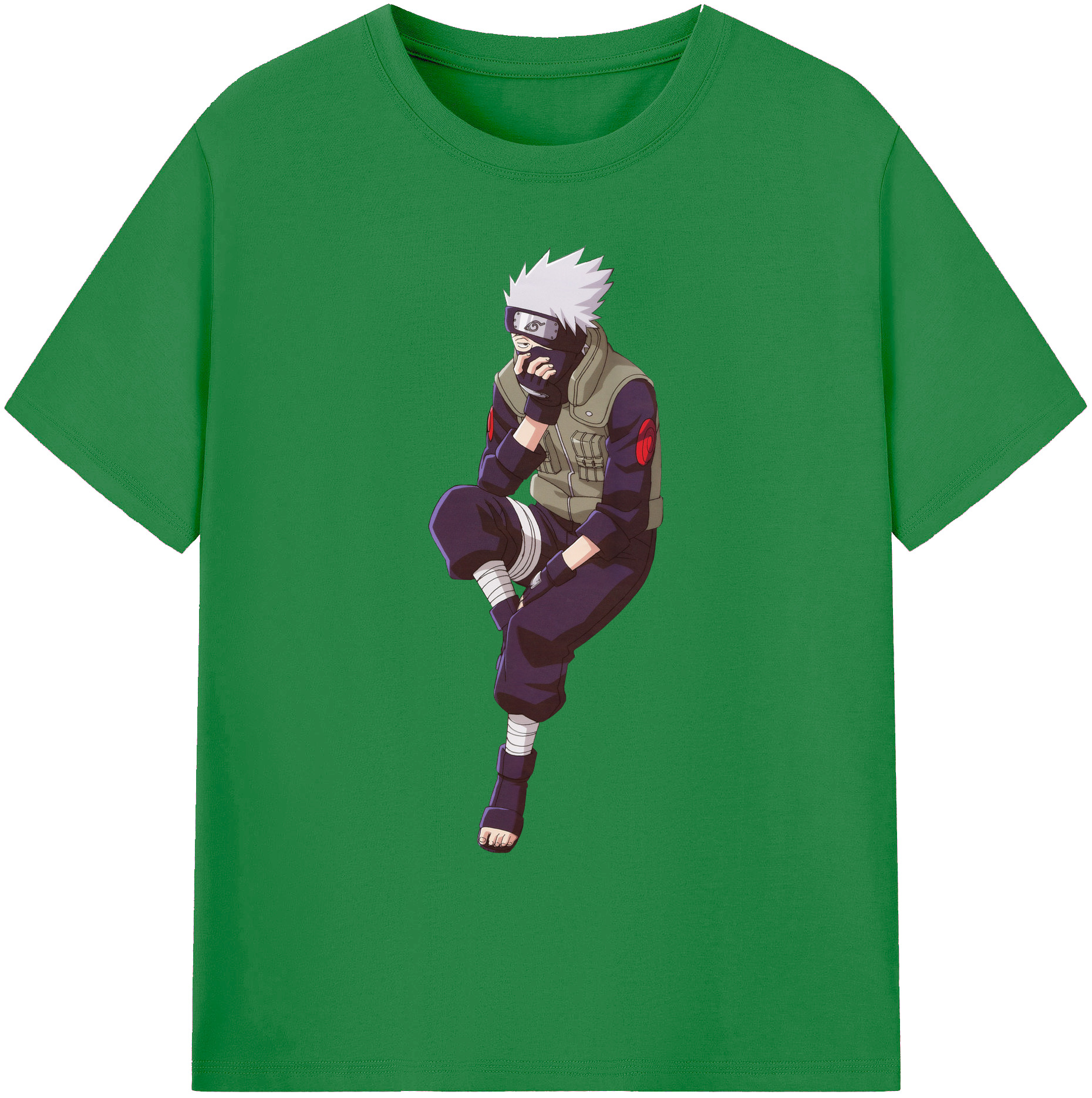 （画像用） NARUTO -ナルト- はたけ カカシ Hatake Kakashi 綿100％ メンズ半袖Tシャツ｜肌触りやわらか＆通気性