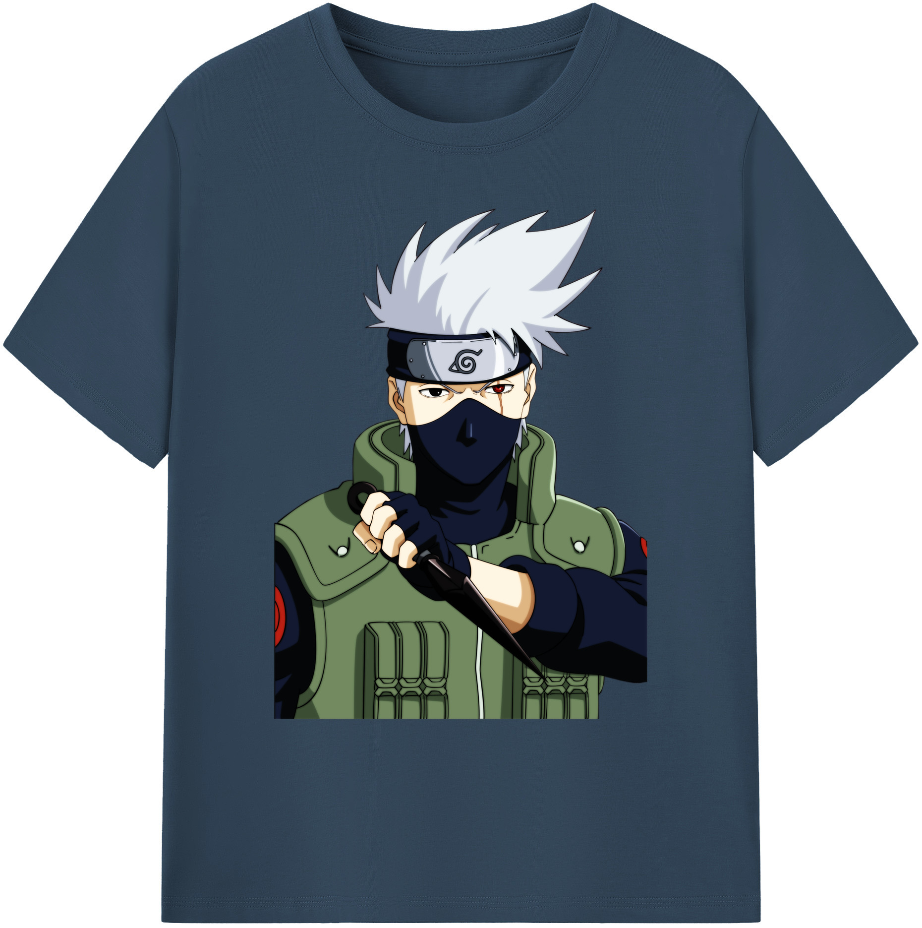 （画像用） NARUTO -ナルト- はたけ カカシ Hatake Kakashi 綿100％ メンズ半袖Tシャツ｜肌触りやわらか＆通気性