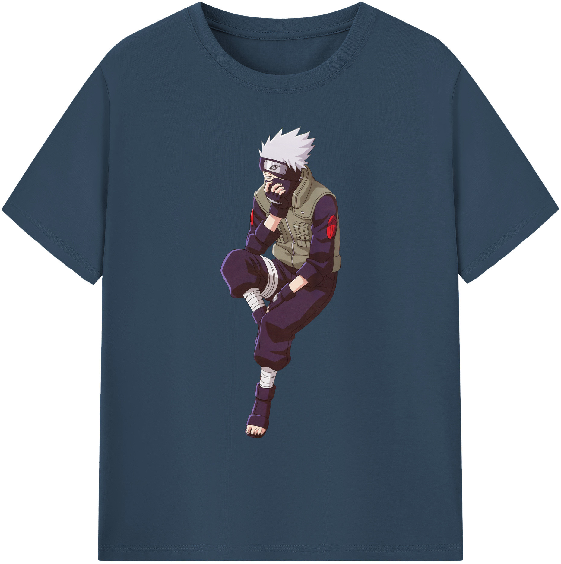 （画像用） NARUTO -ナルト- はたけ カカシ Hatake Kakashi 綿100％ メンズ半袖Tシャツ｜肌触りやわらか＆通気性