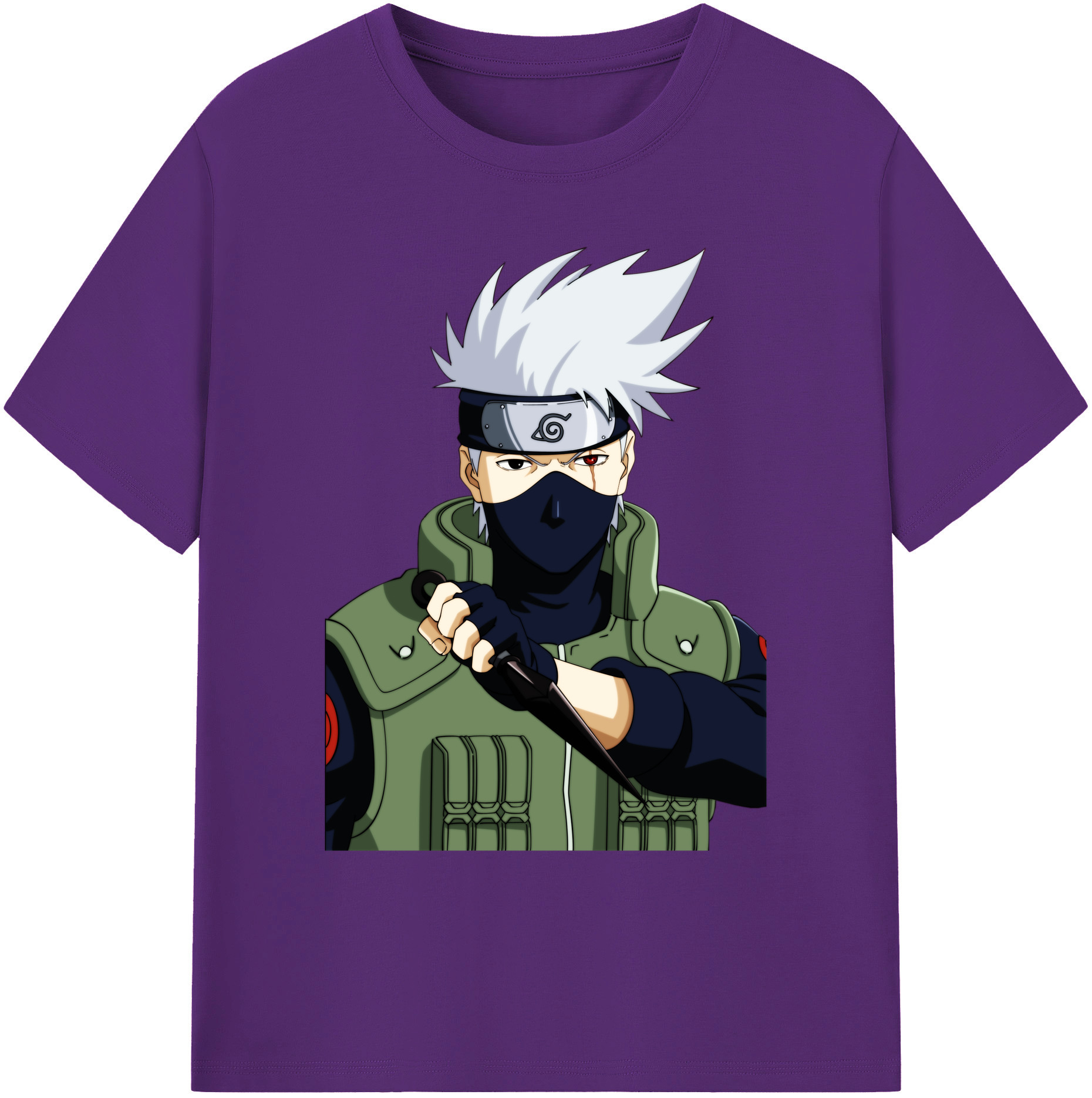 （画像用） NARUTO -ナルト- はたけ カカシ Hatake Kakashi 綿100％ メンズ半袖Tシャツ｜肌触りやわらか＆通気性