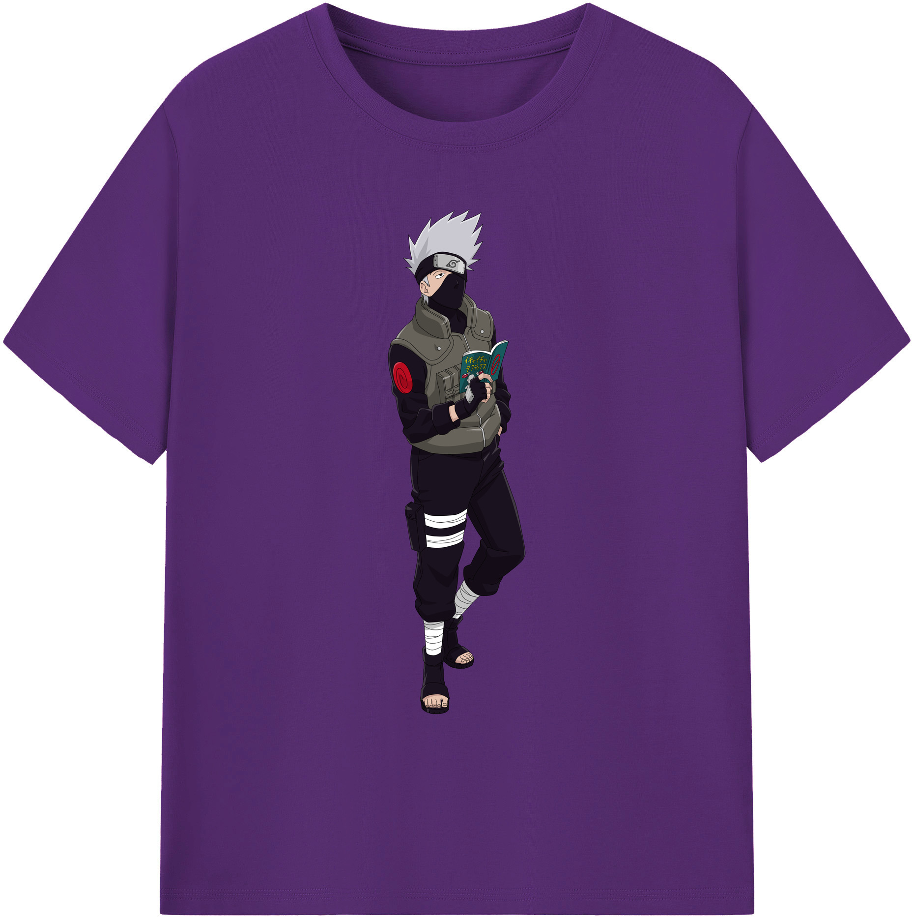 （画像用） NARUTO -ナルト- はたけ カカシ Hatake Kakashi 綿100％ メンズ半袖Tシャツ｜肌触りやわらか＆通気性