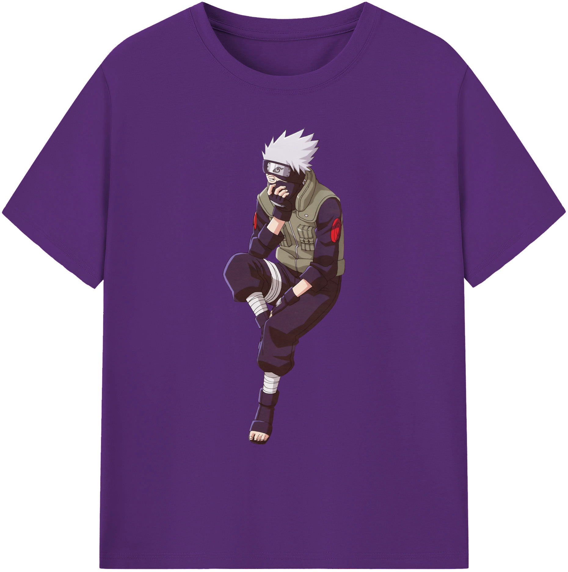 （画像用） NARUTO -ナルト- はたけ カカシ Hatake Kakashi 綿100％ メンズ半袖Tシャツ｜肌触りやわらか＆通気性