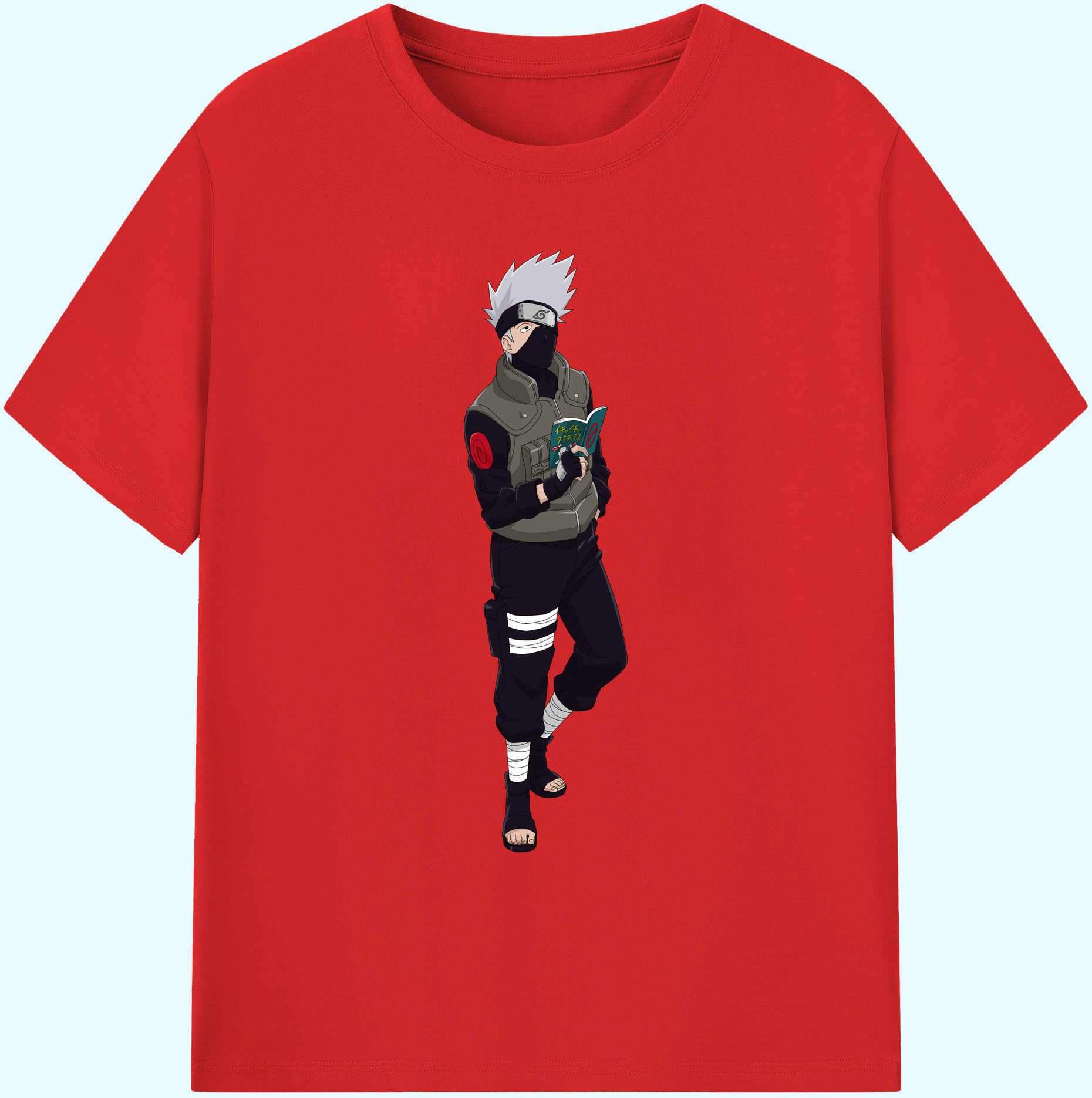 （画像用） NARUTO -ナルト- はたけ カカシ Hatake Kakashi 綿100％ メンズ半袖Tシャツ｜肌触りやわらか＆通気性
