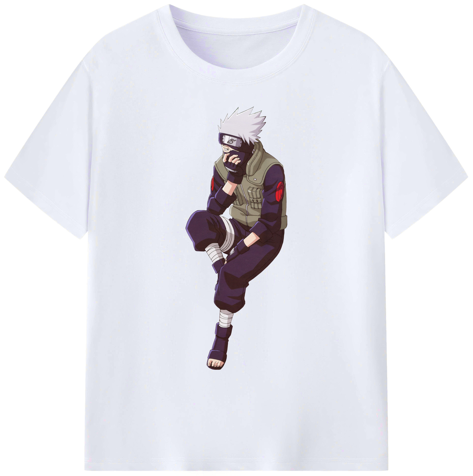 （画像用） NARUTO -ナルト- はたけ カカシ Hatake Kakashi 綿100％ メンズ半袖Tシャツ｜肌触りやわらか＆通気性