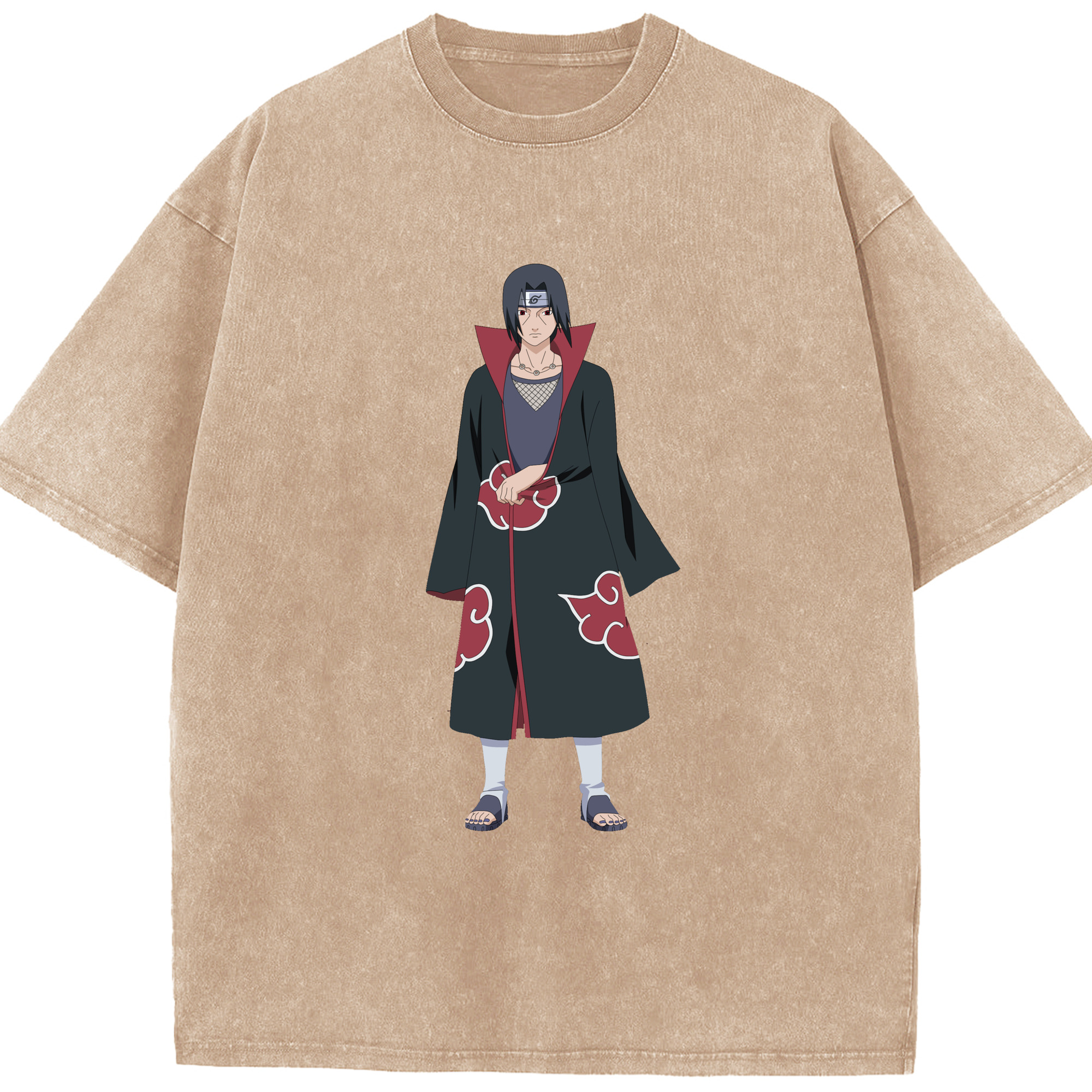 （画像用） NARUTO -ナルト- うちは イタチ Uchiha Itachi 綿100% ヴィンテージ風 半袖Tシャツ（フロントプリント）