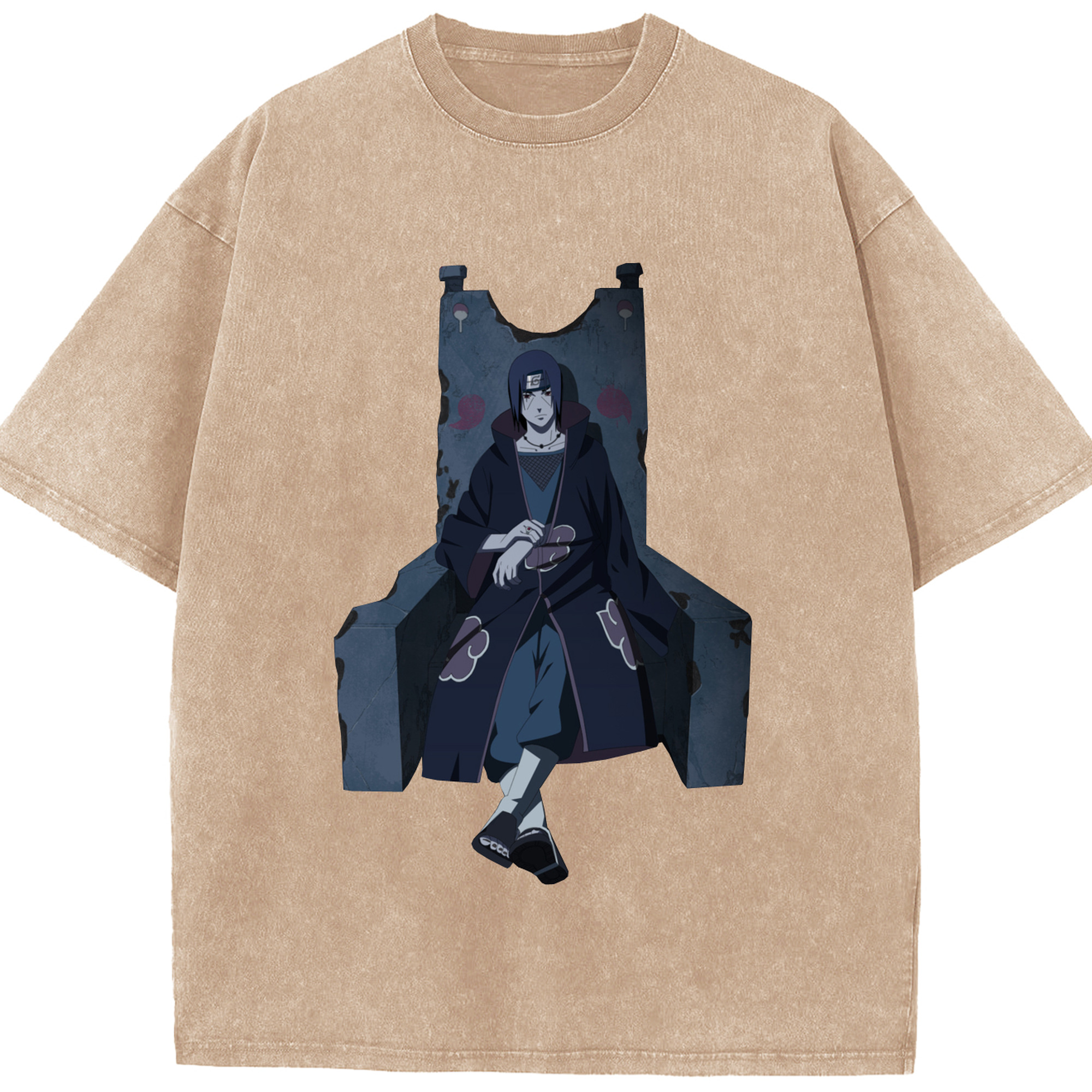（画像用） NARUTO -ナルト- うちは イタチ Uchiha Itachi 綿100% ヴィンテージ風 半袖Tシャツ（フロントプリント）