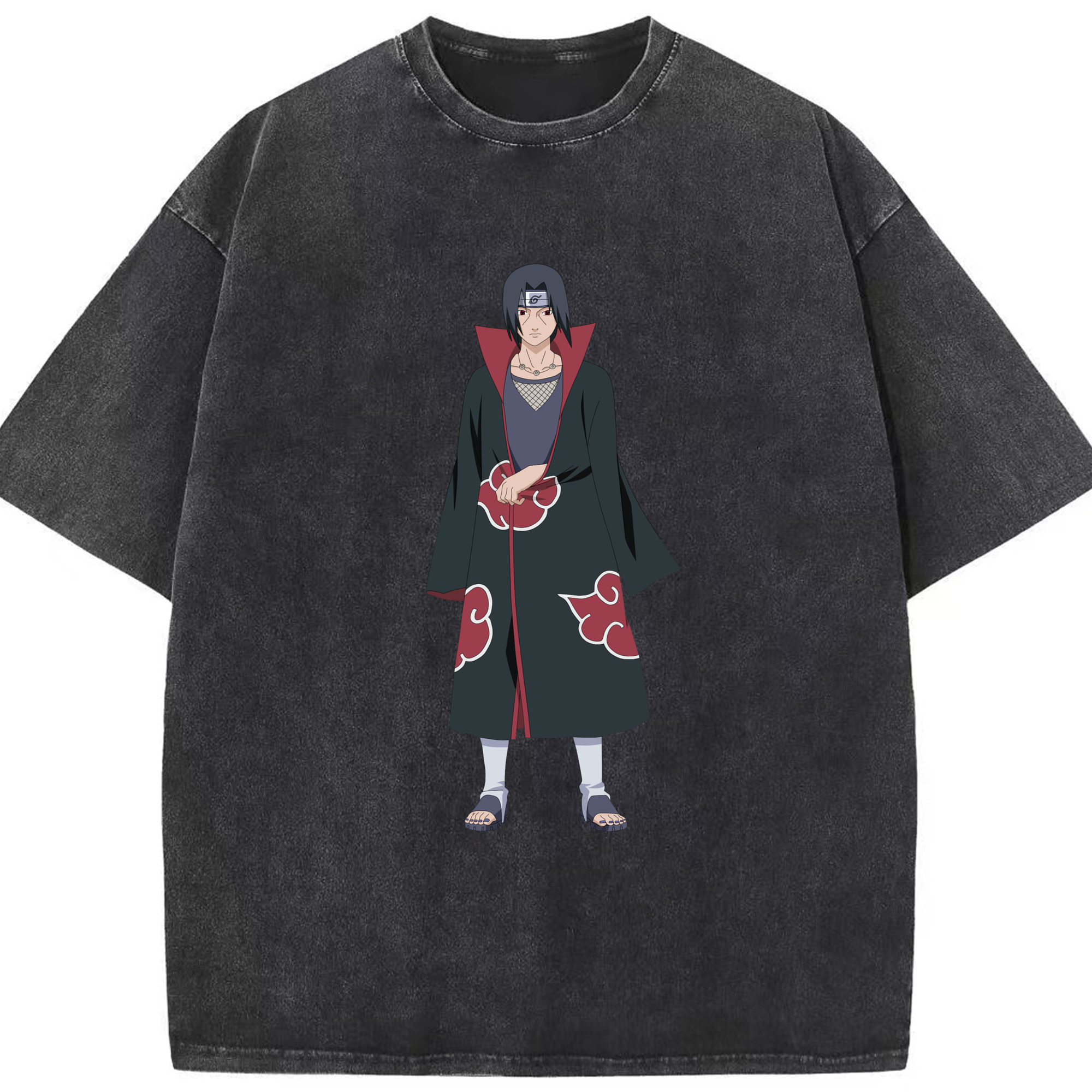 （画像用） NARUTO -ナルト- うちは イタチ Uchiha Itachi 綿100% ヴィンテージ風 半袖Tシャツ（フロントプリント）