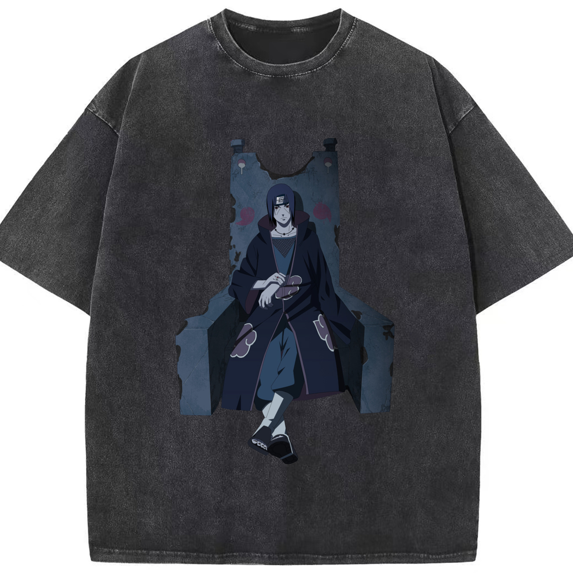 （画像用） NARUTO -ナルト- うちは イタチ Uchiha Itachi 綿100% ヴィンテージ風 半袖Tシャツ（フロントプリント）