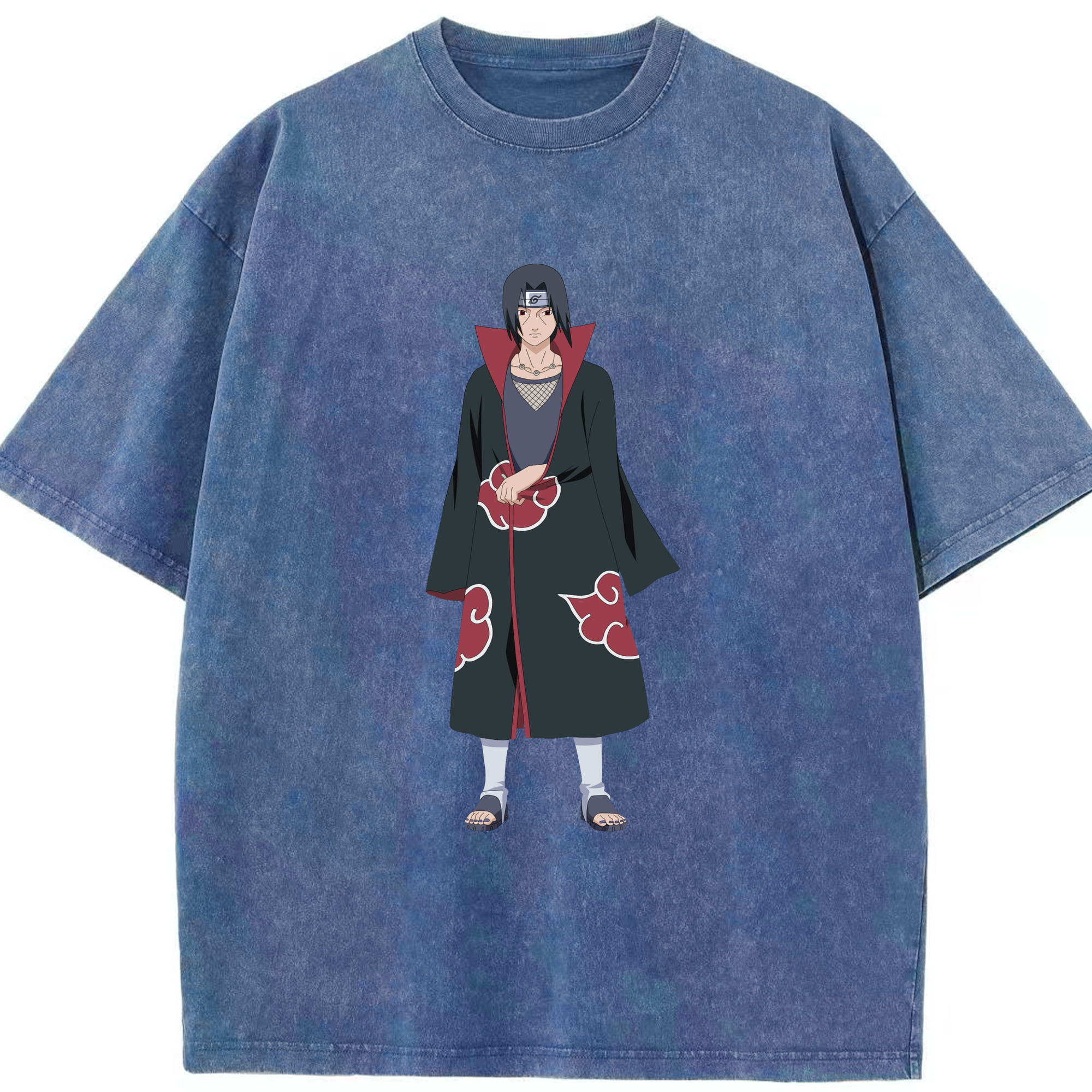 （画像用） NARUTO -ナルト- うちは イタチ Uchiha Itachi 綿100% ヴィンテージ風 半袖Tシャツ（フロントプリント）