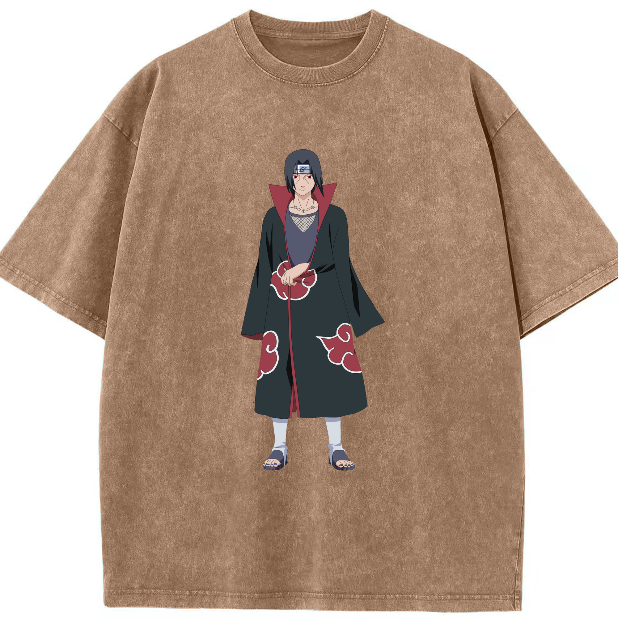 （画像用） NARUTO -ナルト- うちは イタチ Uchiha Itachi 綿100% ヴィンテージ風 半袖Tシャツ（フロントプリント）