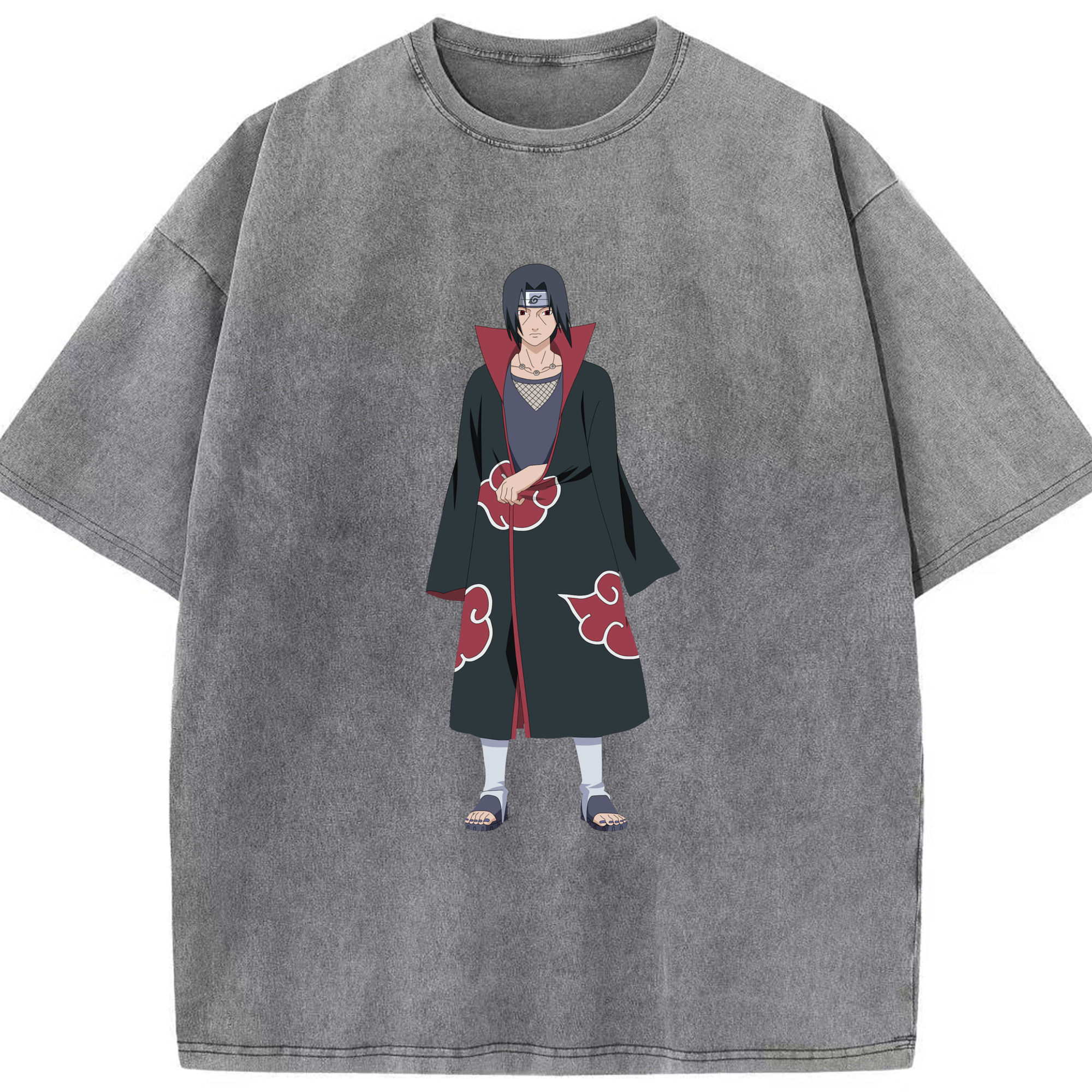 （画像用） NARUTO -ナルト- うちは イタチ Uchiha Itachi 綿100% ヴィンテージ風 半袖Tシャツ（フロントプリント）