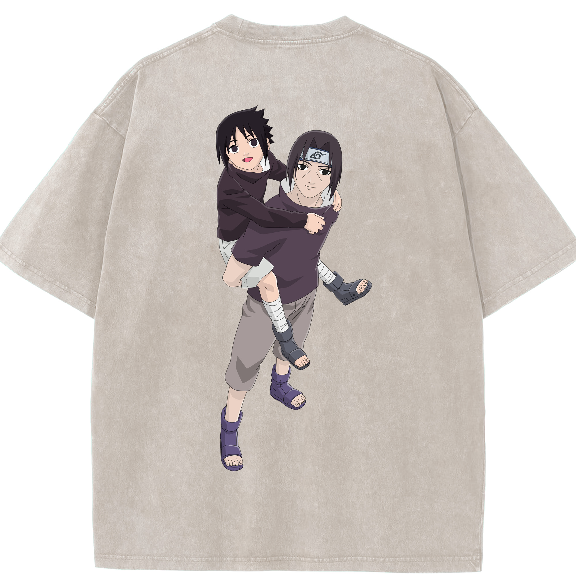 （画像用） NARUTO -ナルト- うちは イタチ Uchiha Itachi 綿100% ヴィンテージ風 半袖Tシャツ（背面プリント）